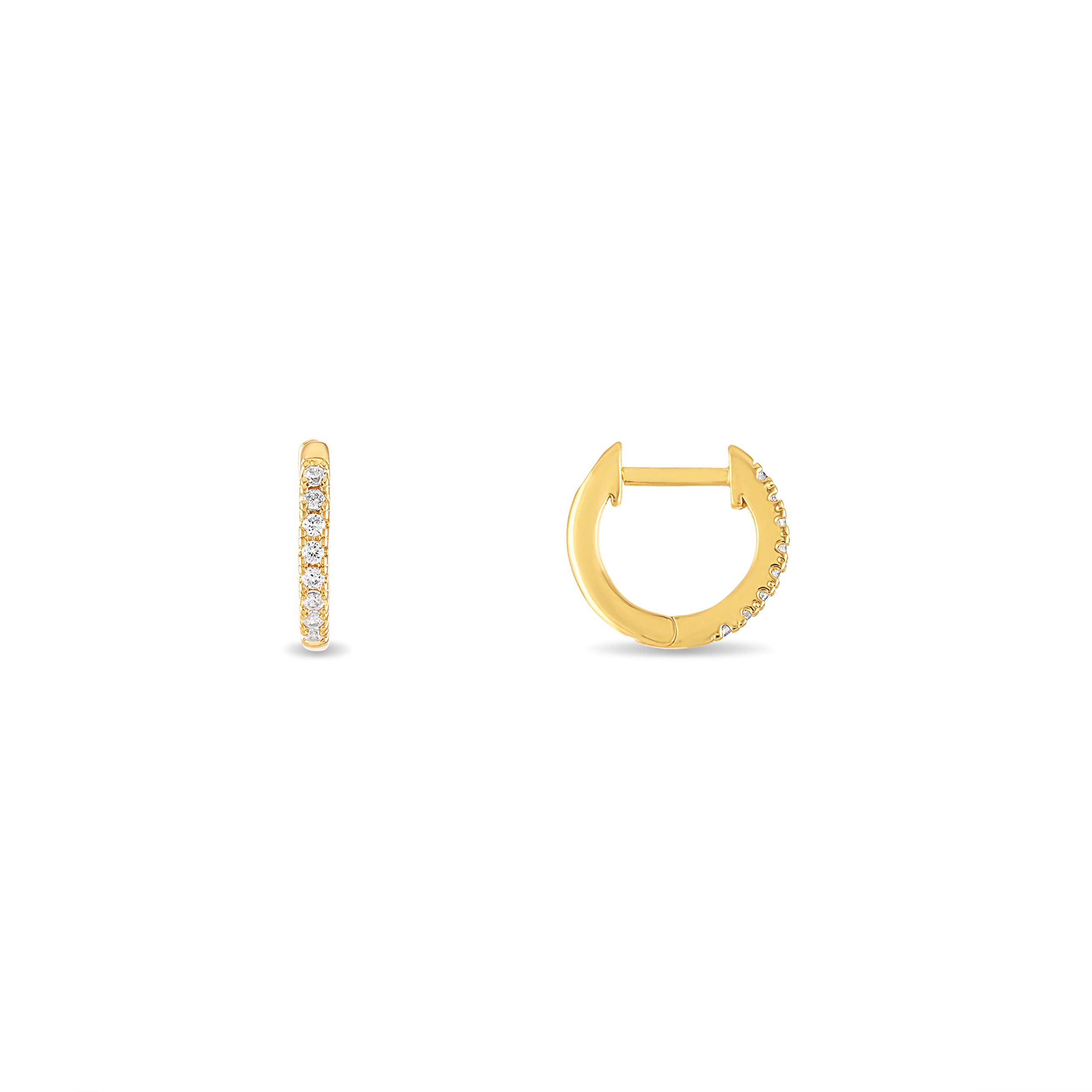 18K Gold Plated 3 Pack Cubic Zirconia Huggie Cuff Earrings