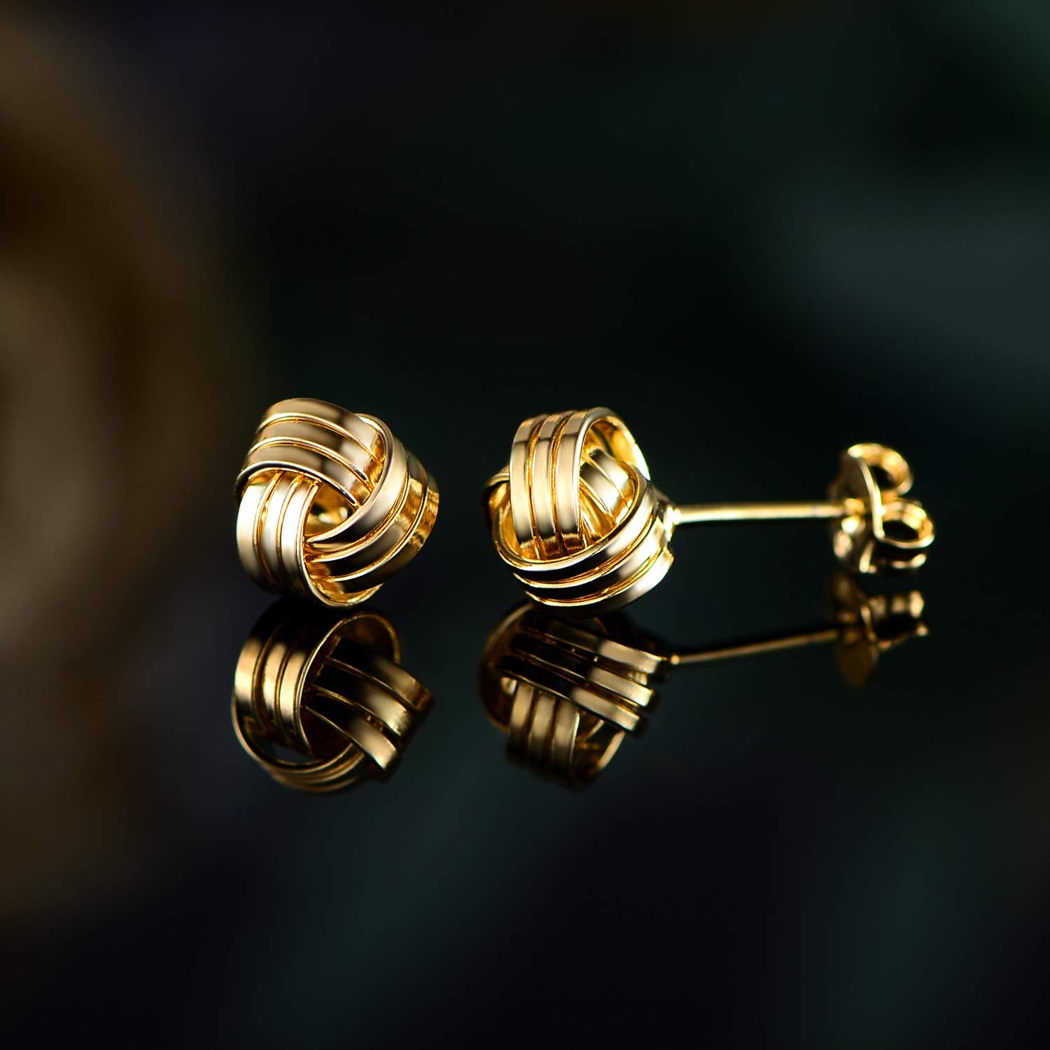 18K Gold Plated Love Knot Stud Earrings