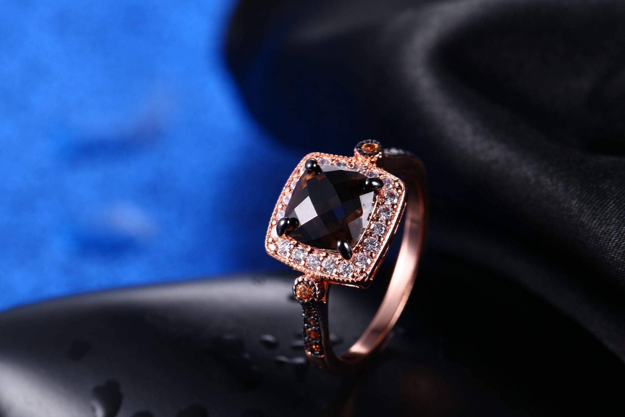 18K Rose Gold Plated Smoke Topaz Morganite Ring