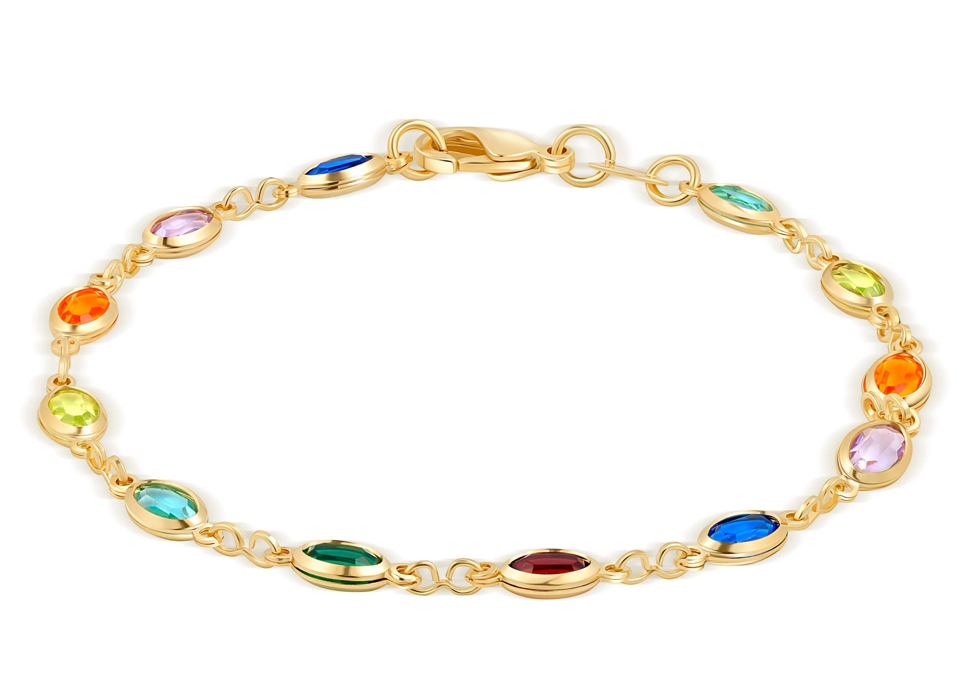 18K Gold Plated Dark Multicolor Crystal Oval Bracelet