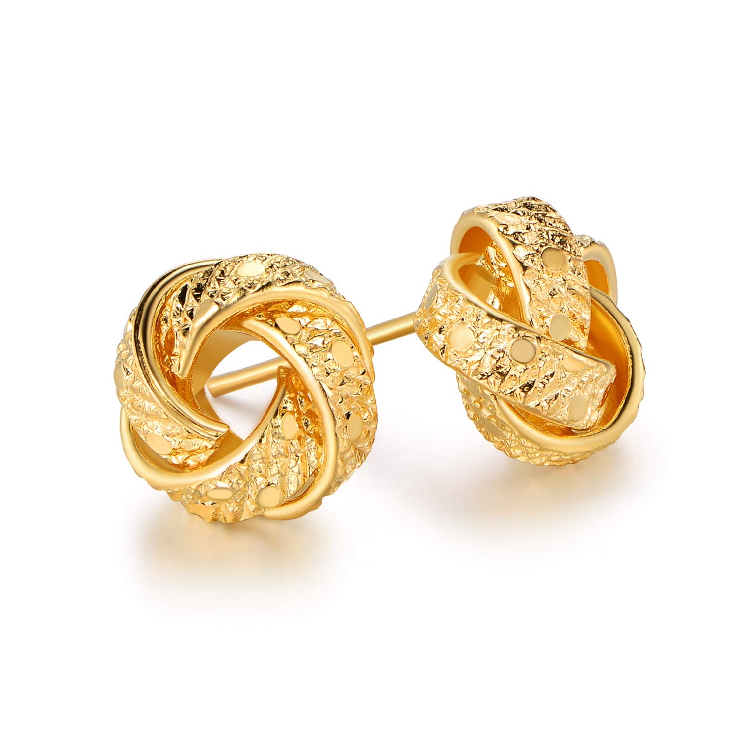  Barzel 18K Gold Plated Love Knot Stud Earrings For