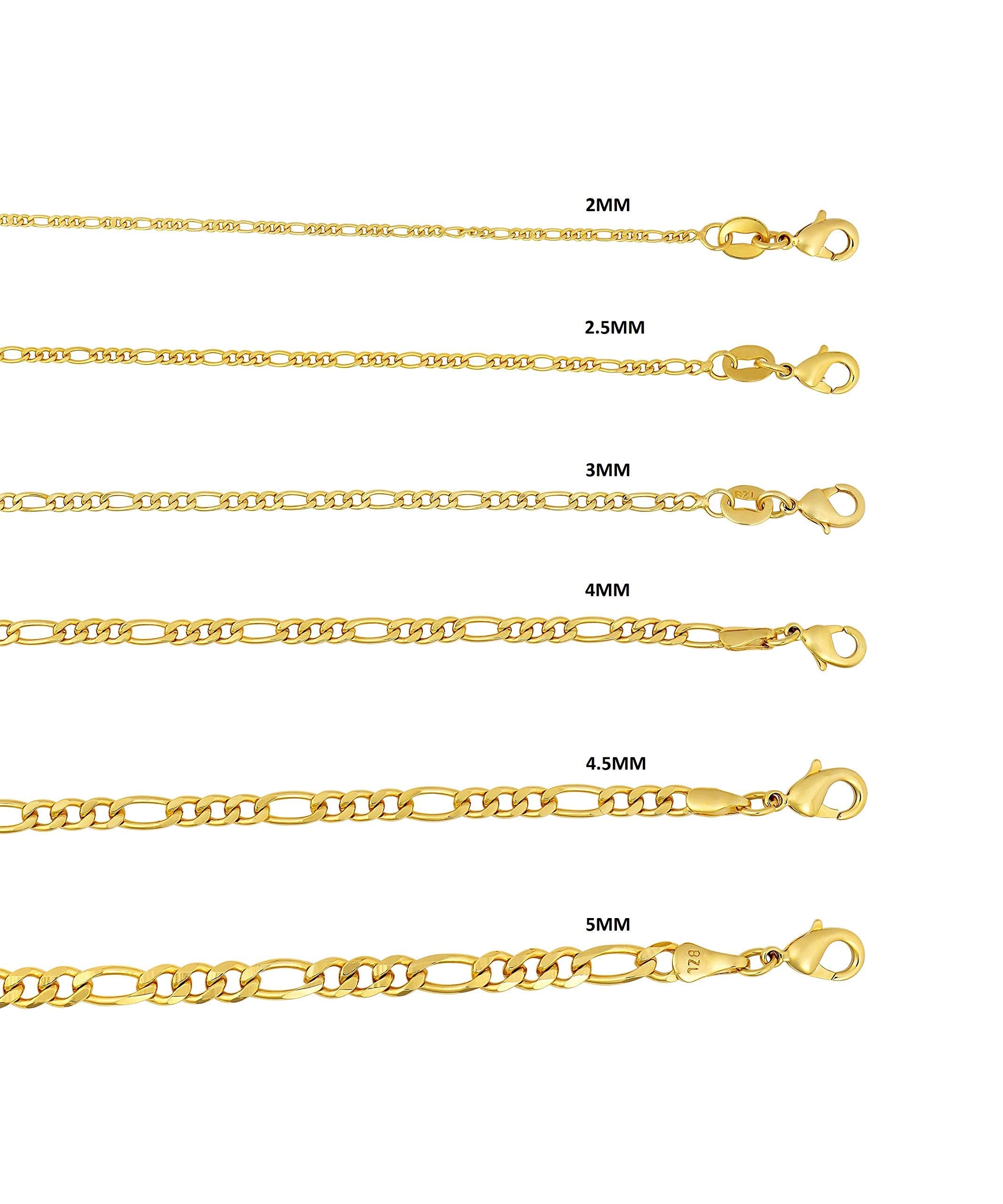 18K Gold Plated 3MM Figaro Necklace