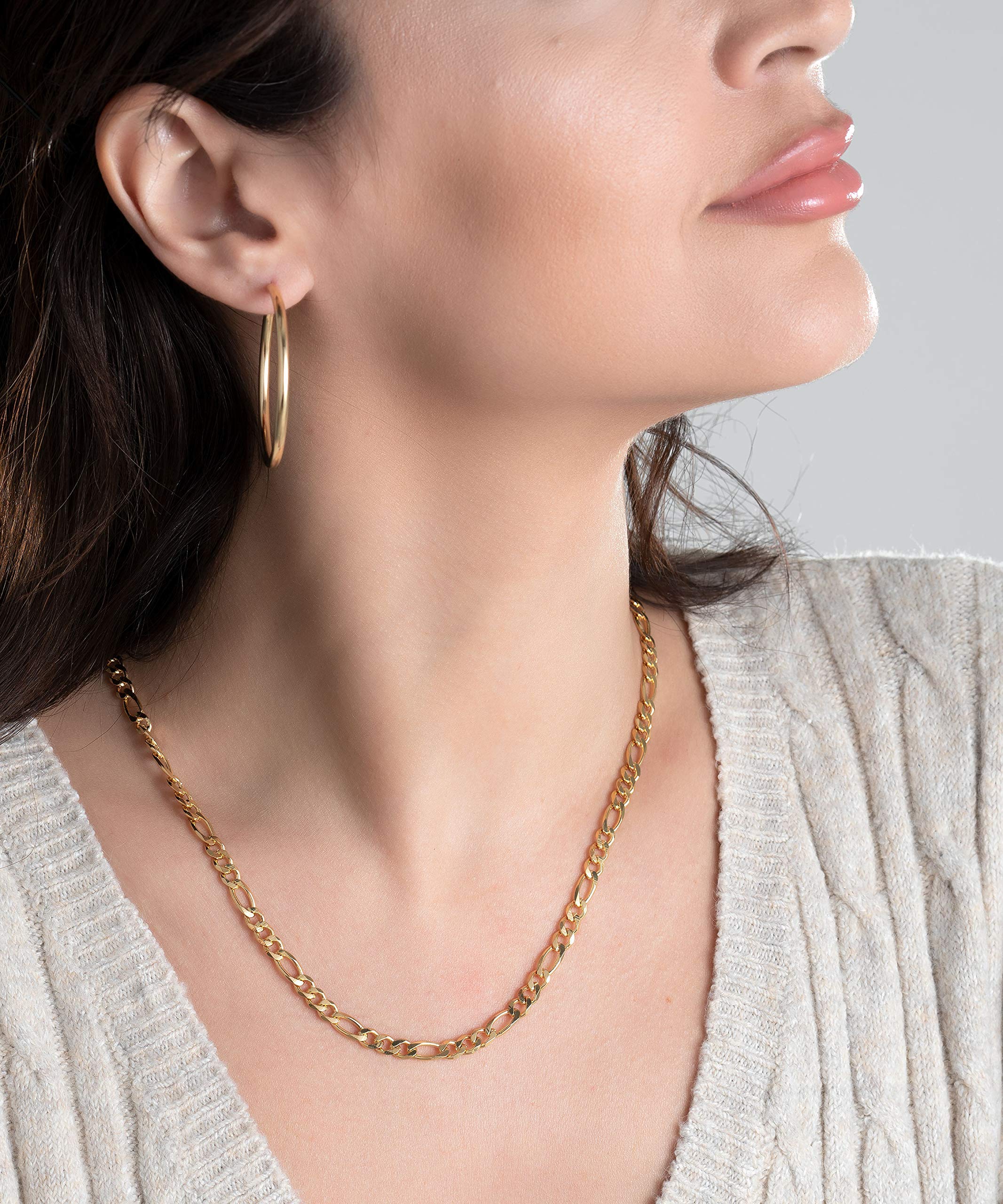 18K Gold Plated 5MM Figaro Necklace