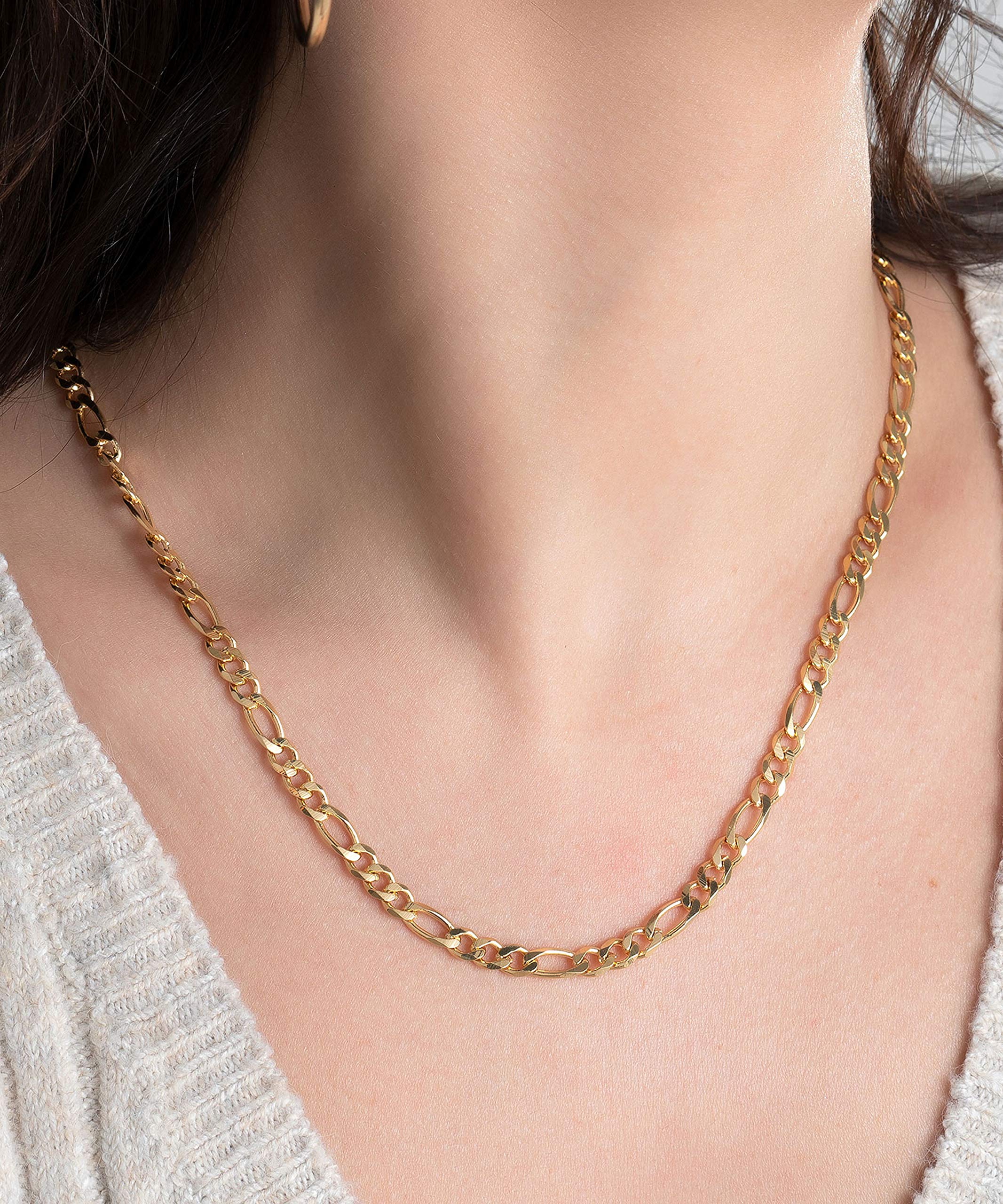 18K Gold Plated 5MM Figaro Necklace