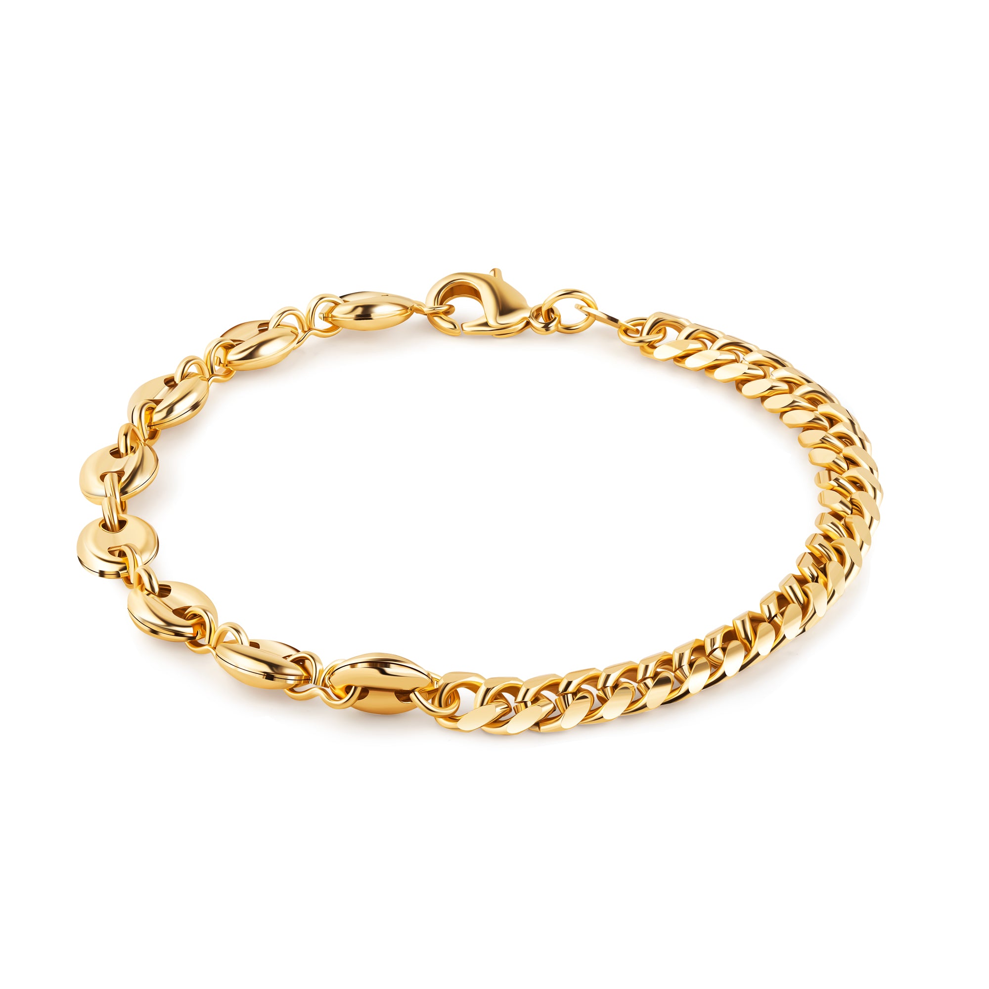 18K Gold Plated Mariner & Cuban Link Bracelet