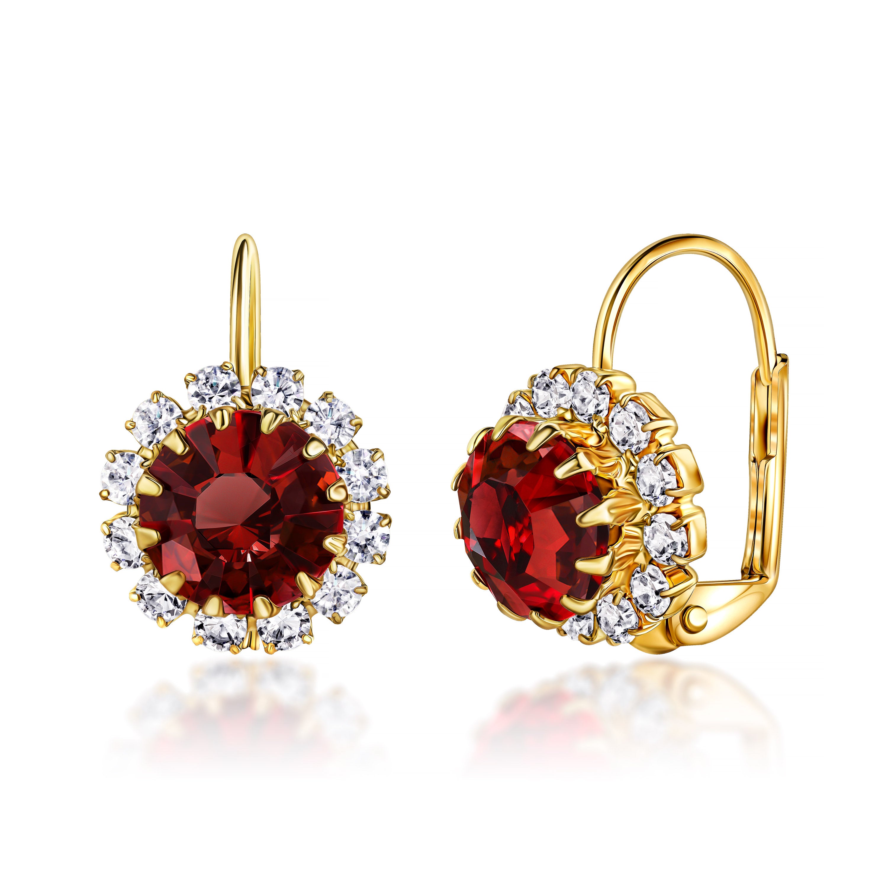 18K Gold Plated Crystal Flower Huggie Earrings