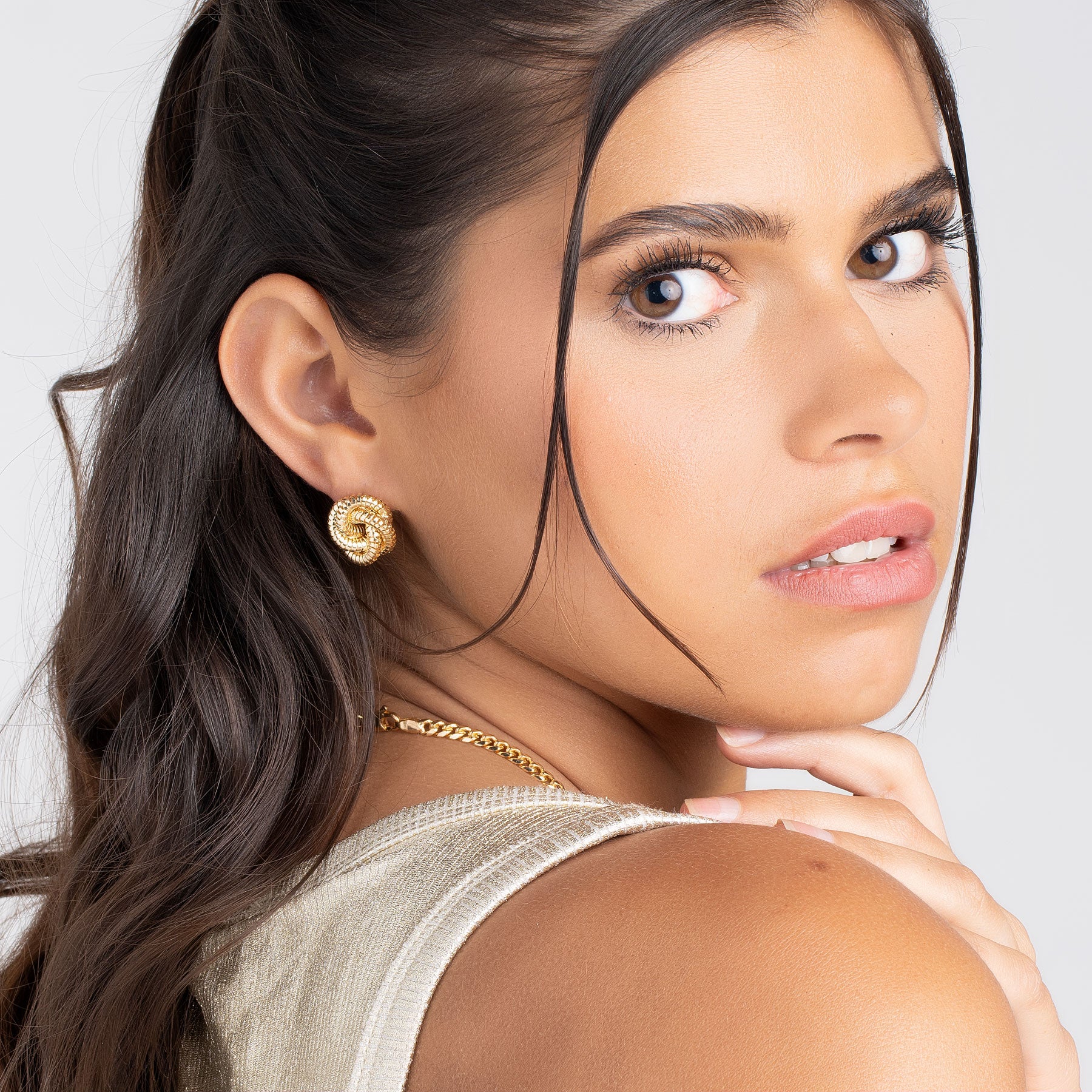 18K Gold Plated Twisted Knot Earrings