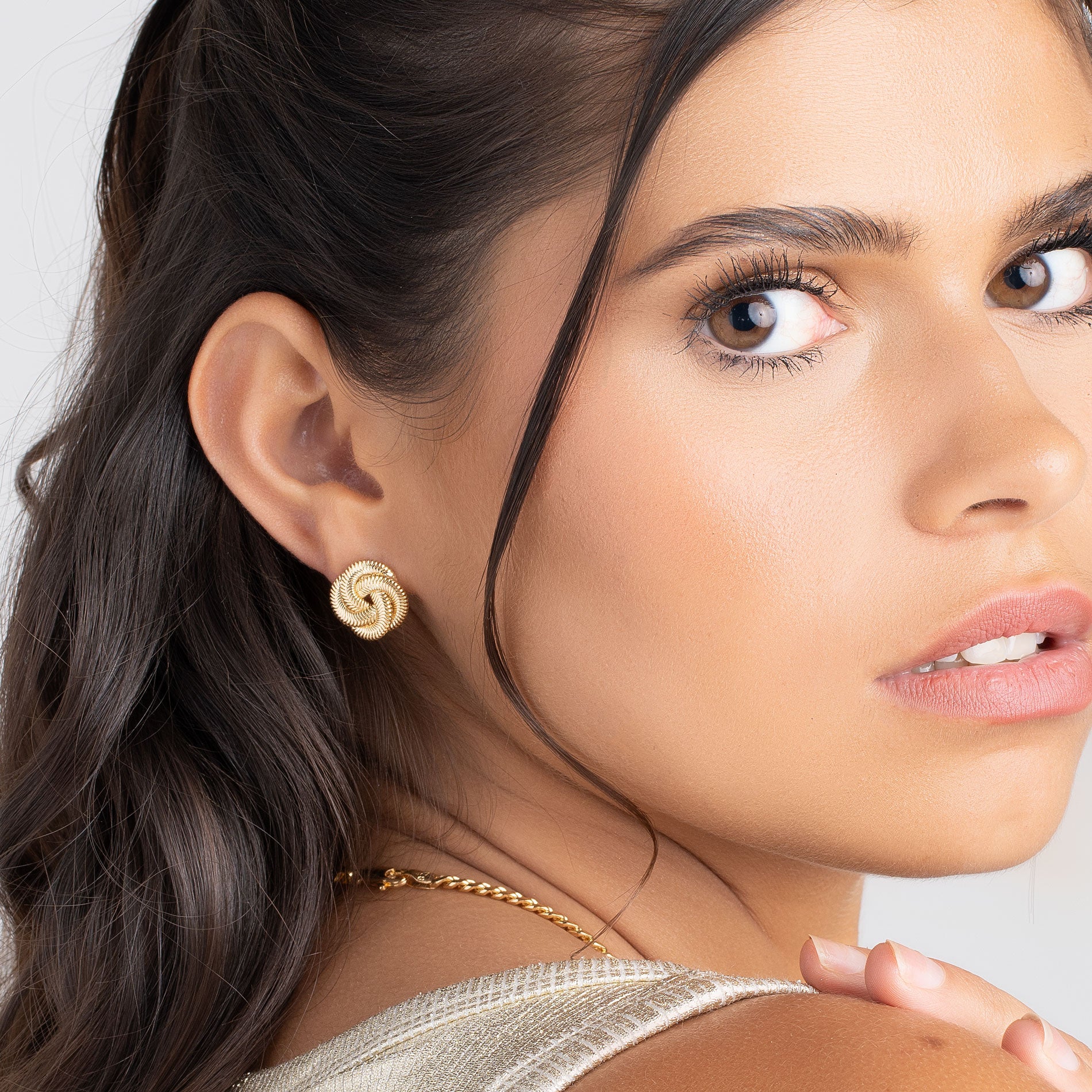 18K Gold Plated Twisted Knot Earrings