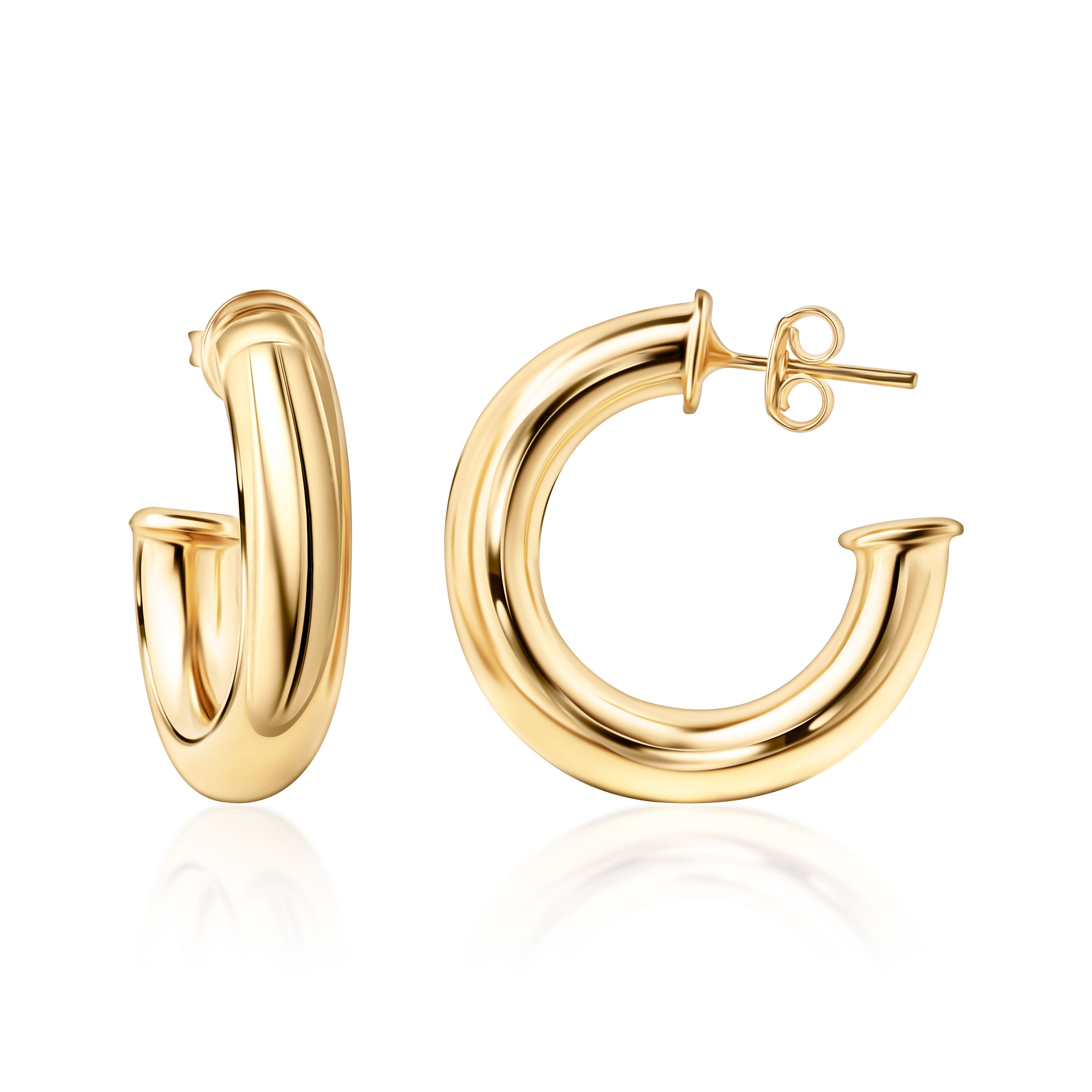 18K Gold Plated Chunky Open Hoop Earrings