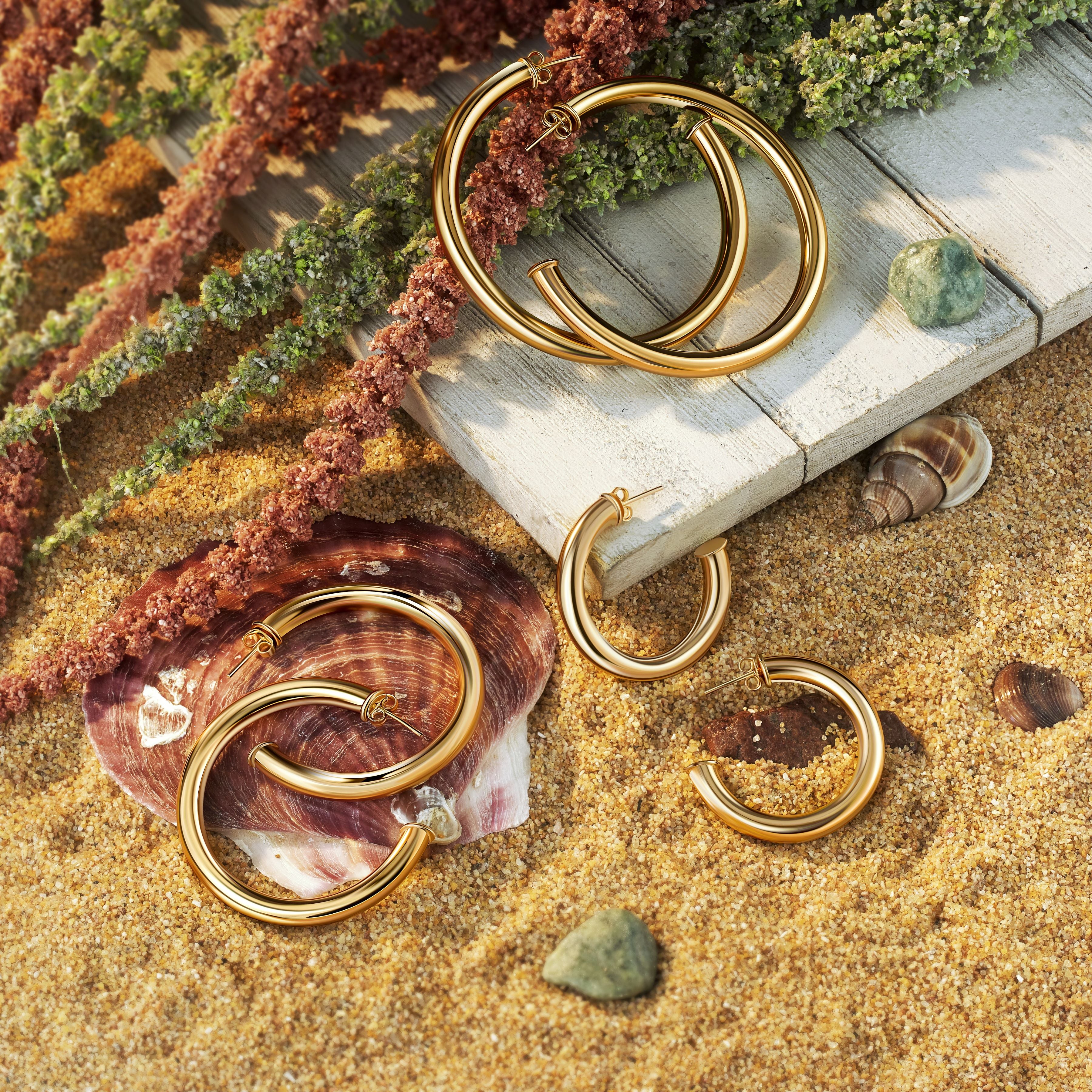18K Gold Plated Chunky Open Hoop Earrings