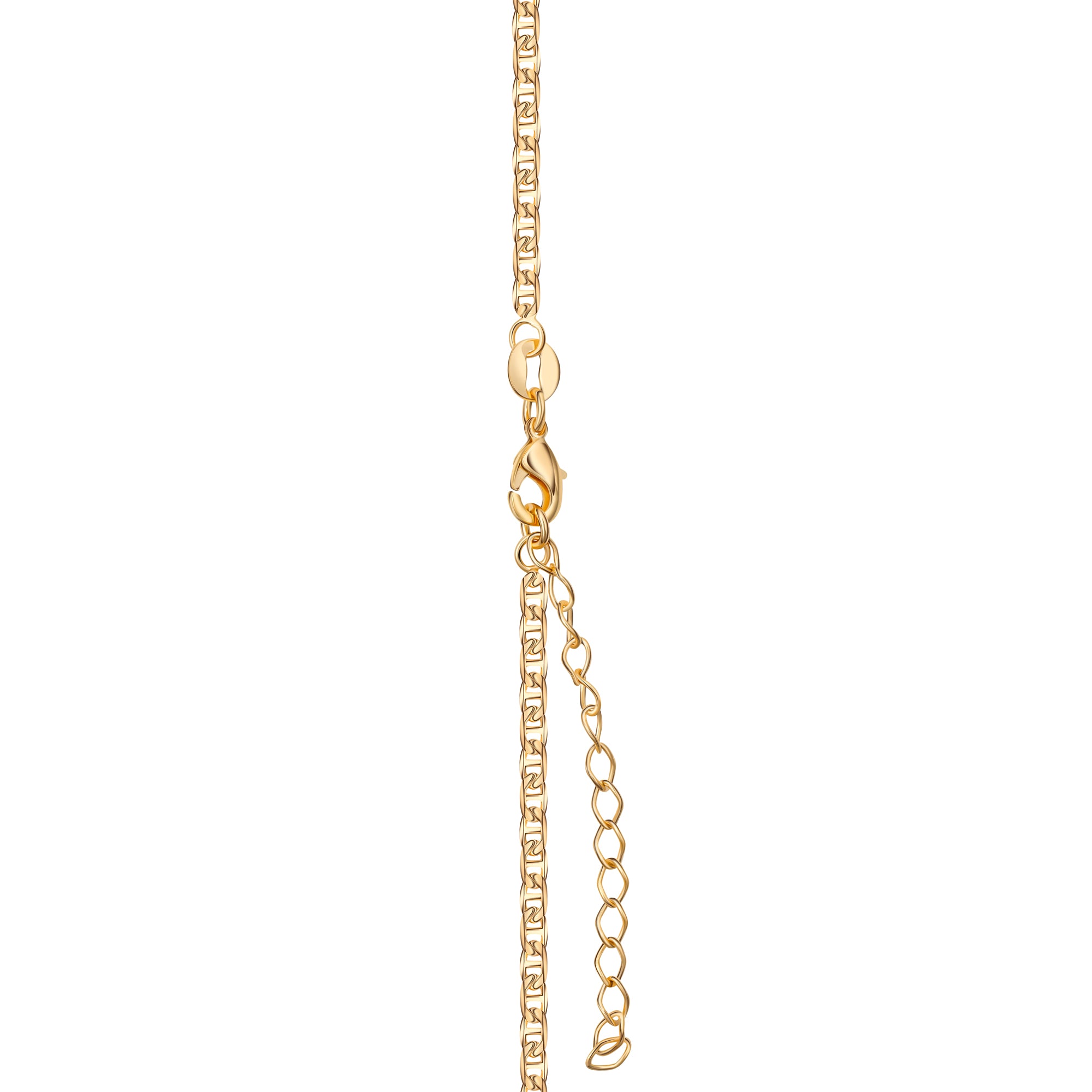 18K Gold Plated Initial Necklace with Diamond Cut Initial,18" Chain with 2" Extension