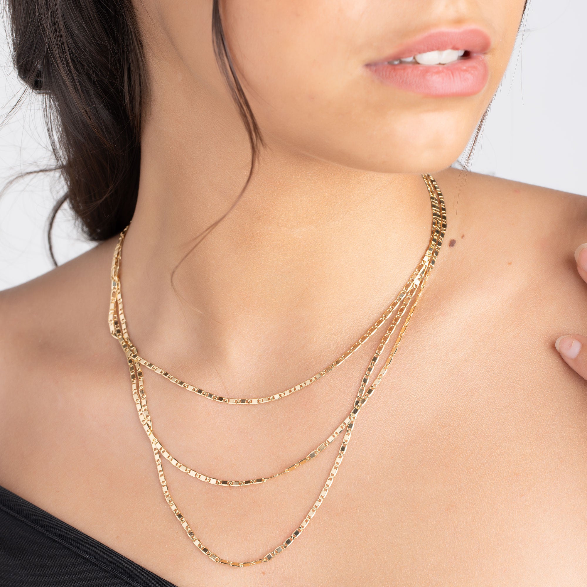 18K Gold Plated Mariner Layered Necklace, 16-20 inches, with a 2 inch extension