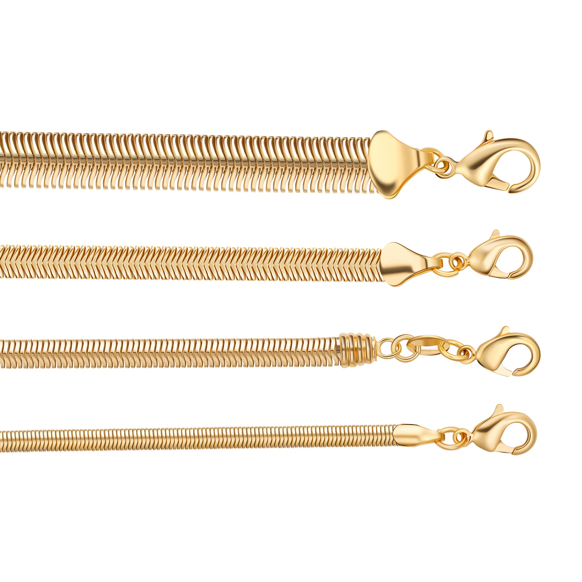 18K Gold Plated Flat Herringbone Snake Chain Necklace