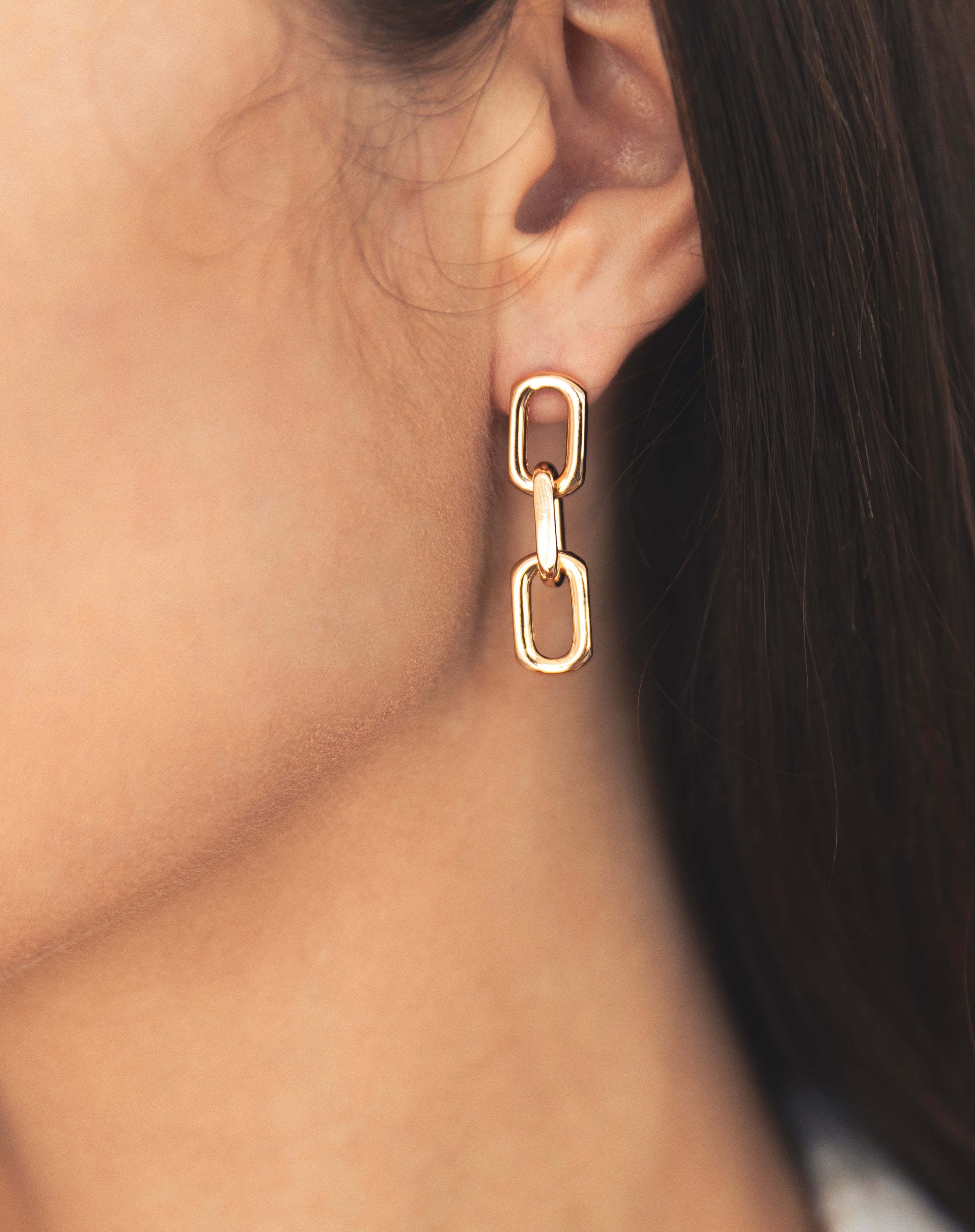 18K Gold Plated Chained Earrings