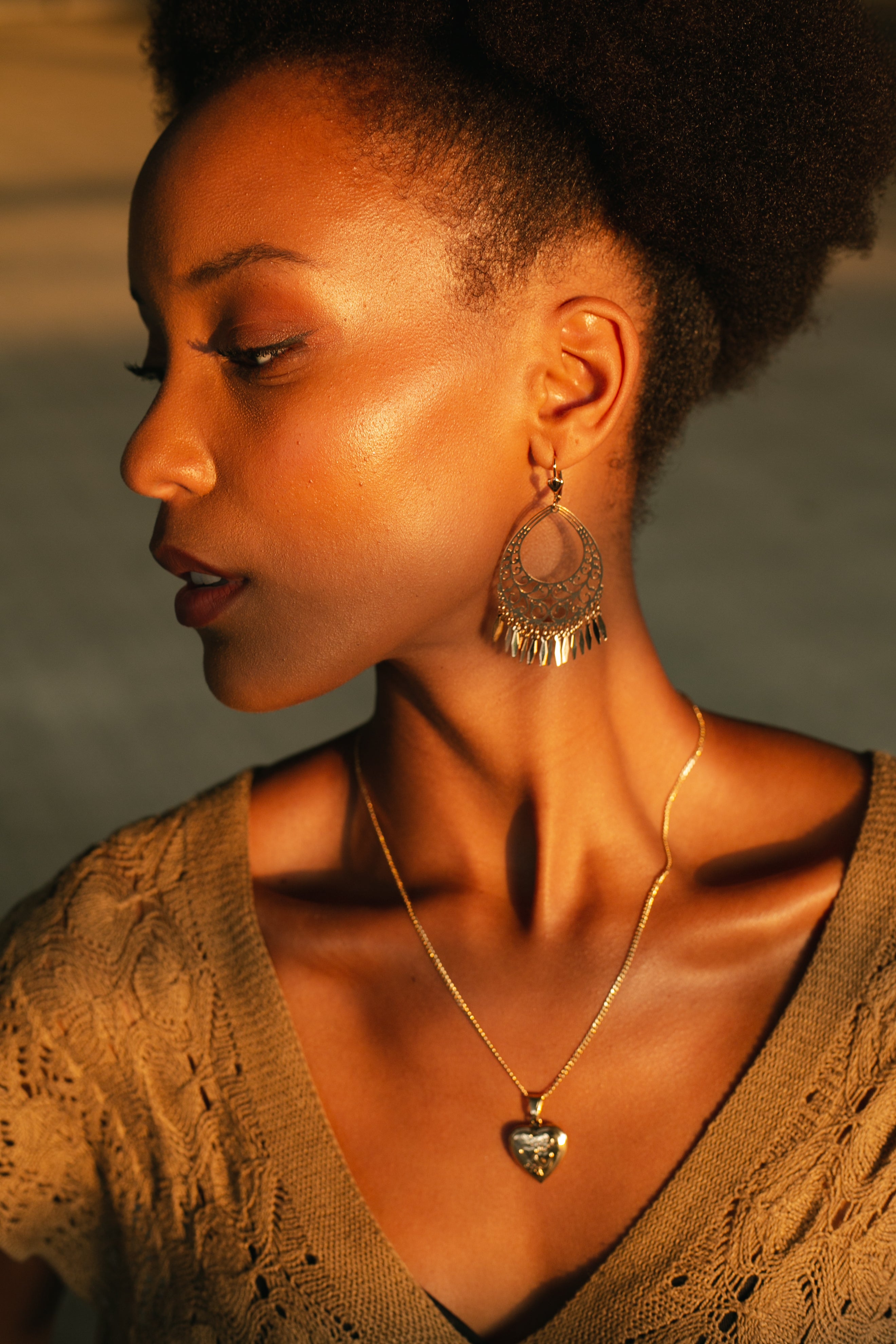 18K Gold Plated Filigree Dangling Earrings