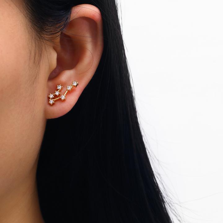 18K Gold Plated Zodiac Constellation Stud Earrings