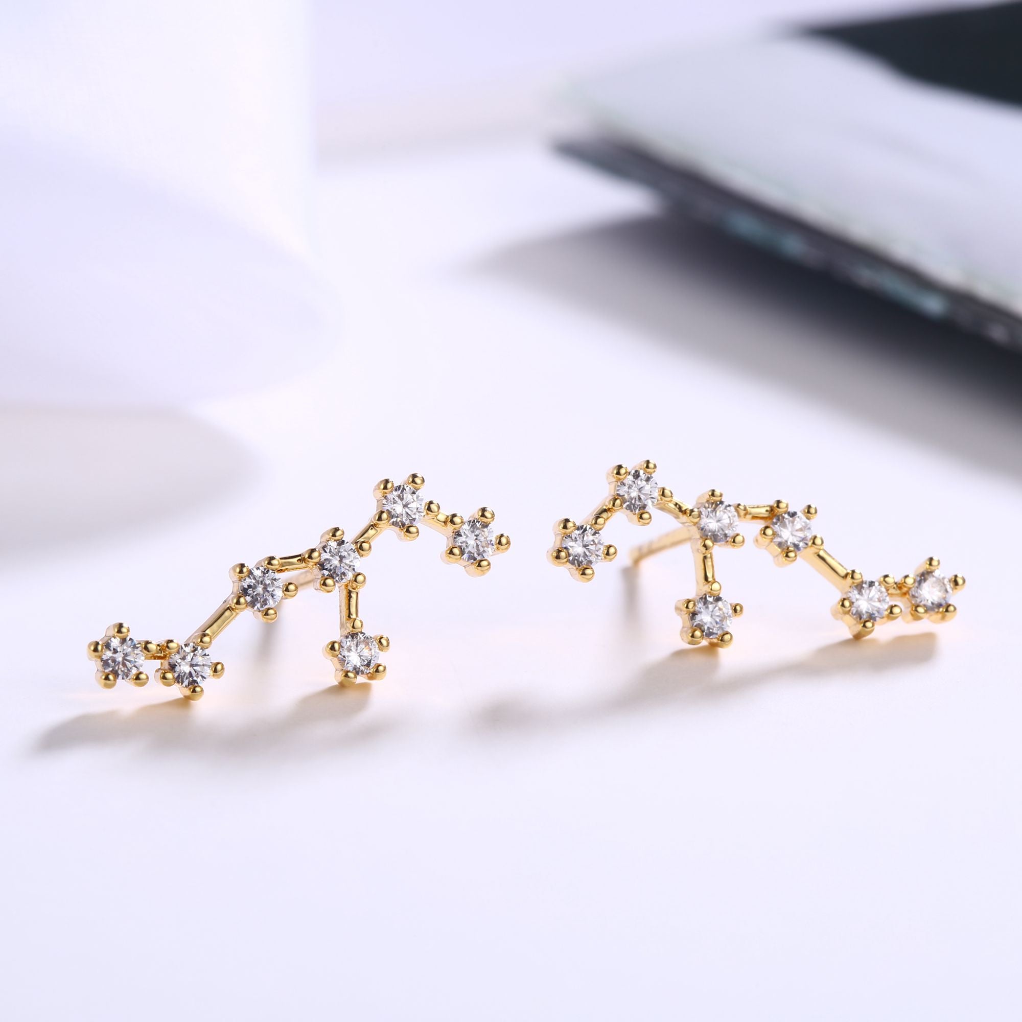 18K Gold Plated Zodiac Constellation Stud Earrings