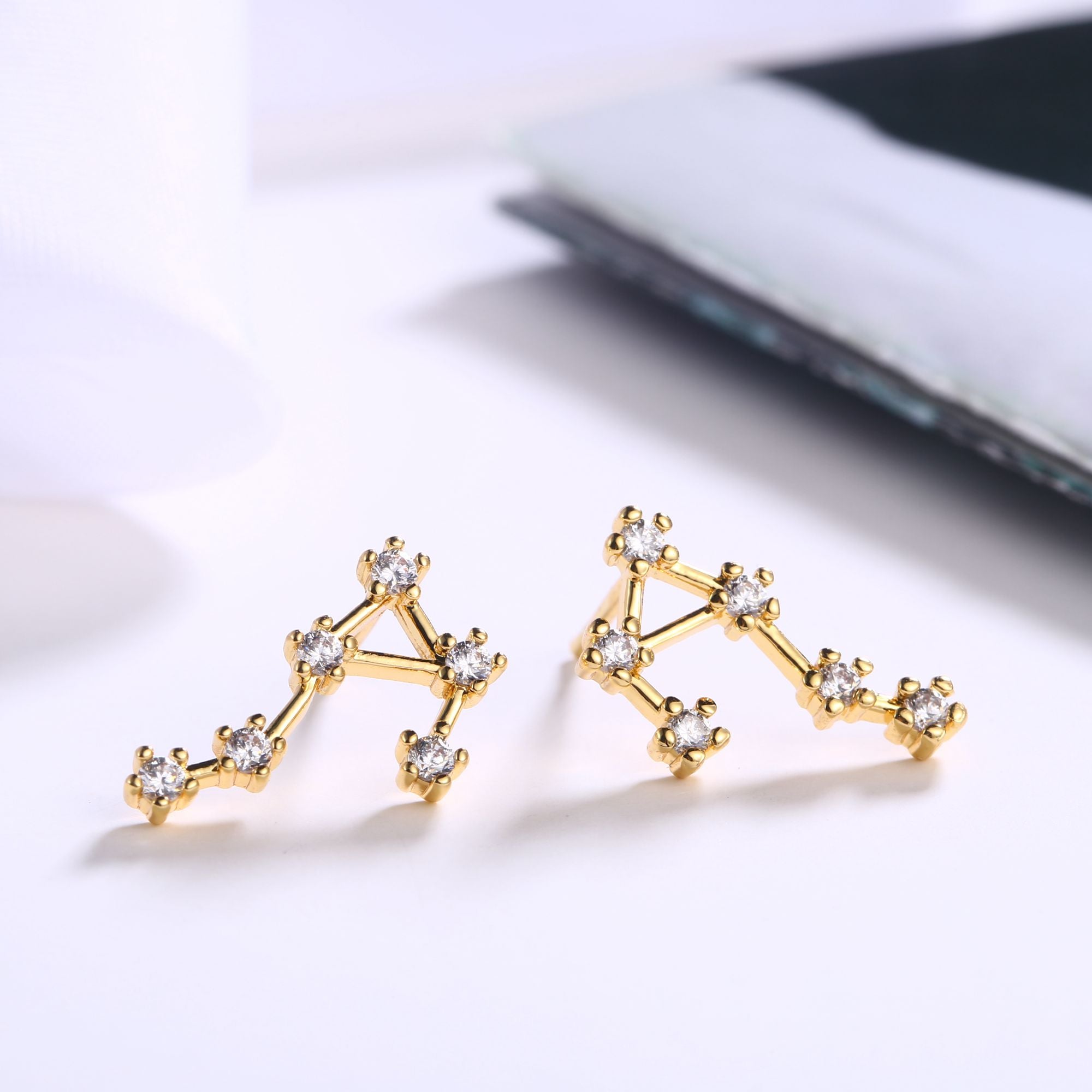 18K Gold Plated Zodiac Constellation Stud Earrings