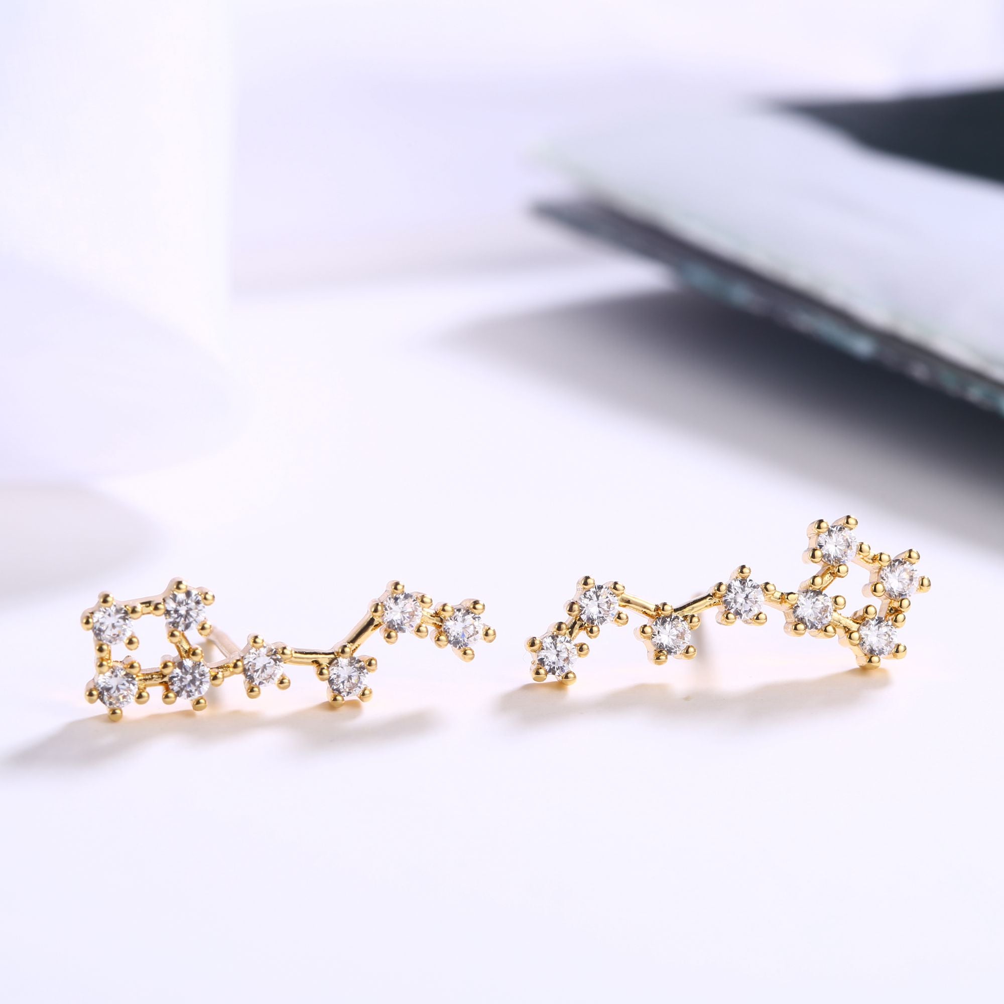 18K Gold Plated Zodiac Constellation Stud Earrings