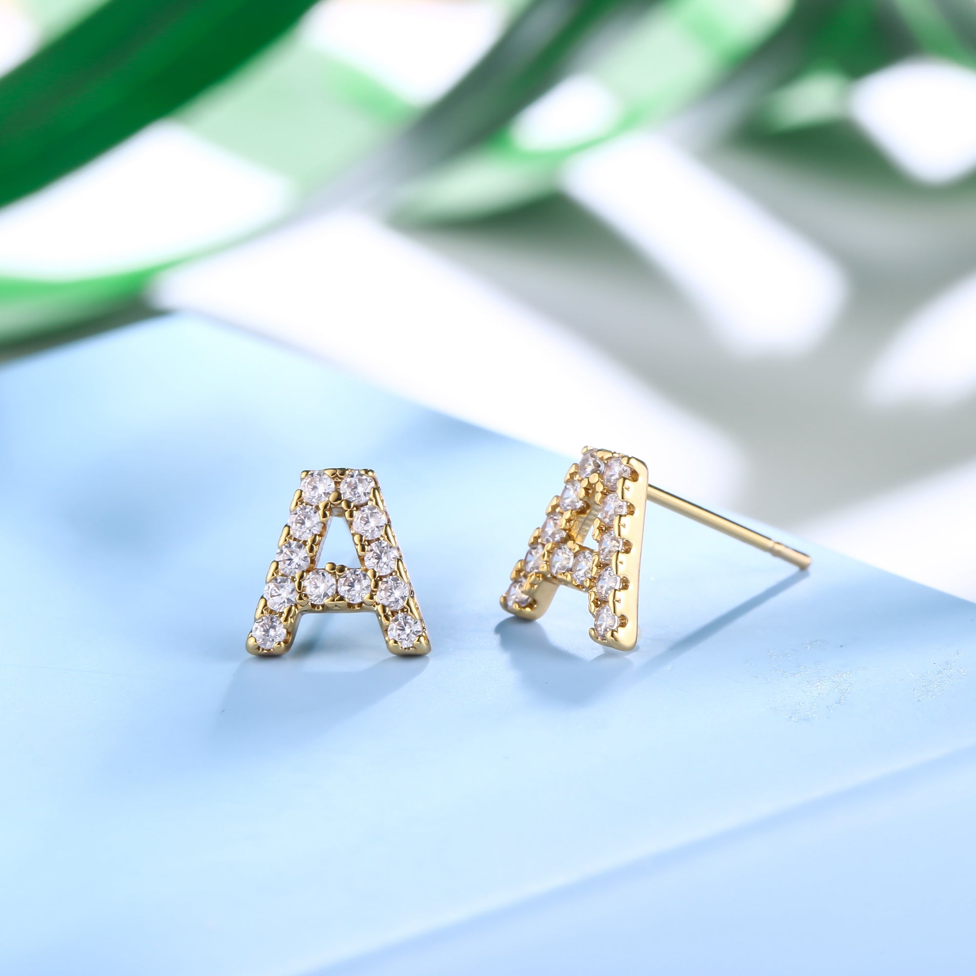 18K Gold Plated Monogram Stud Earrings