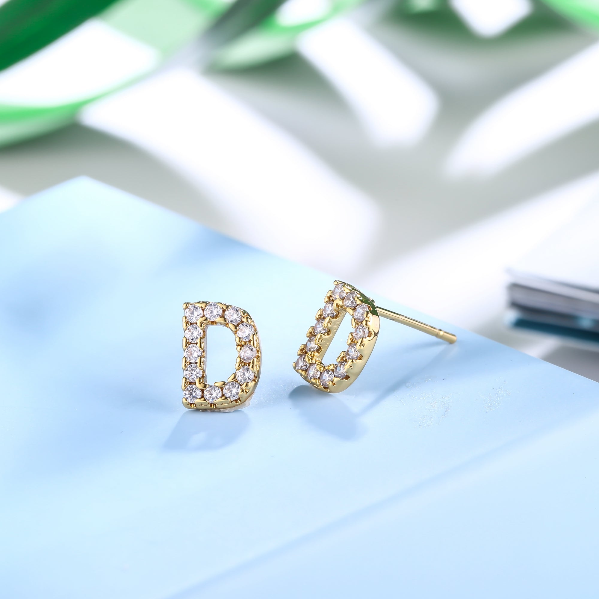 18K Gold Plated Monogram Stud Earrings