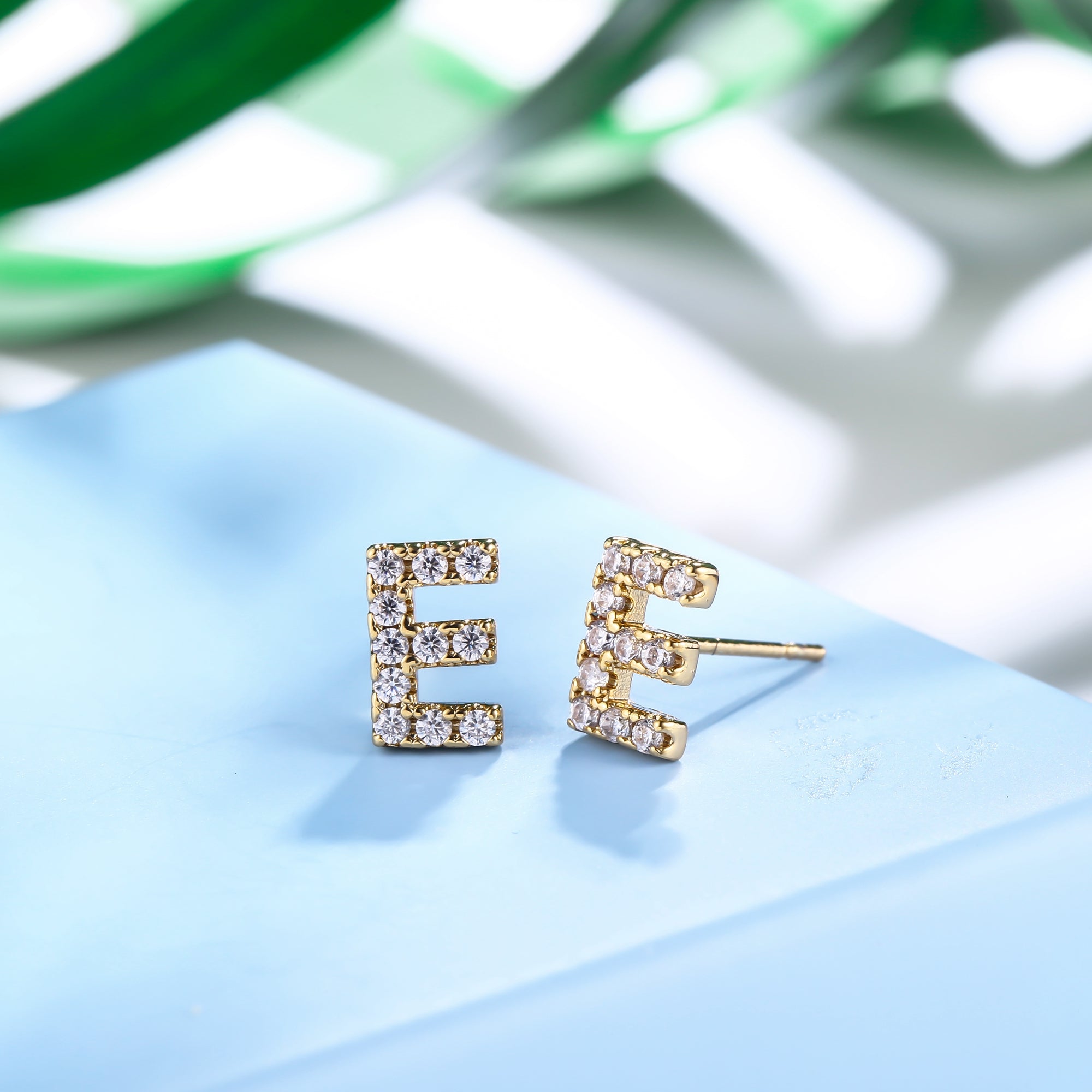 18K Gold Plated Monogram Stud Earrings
