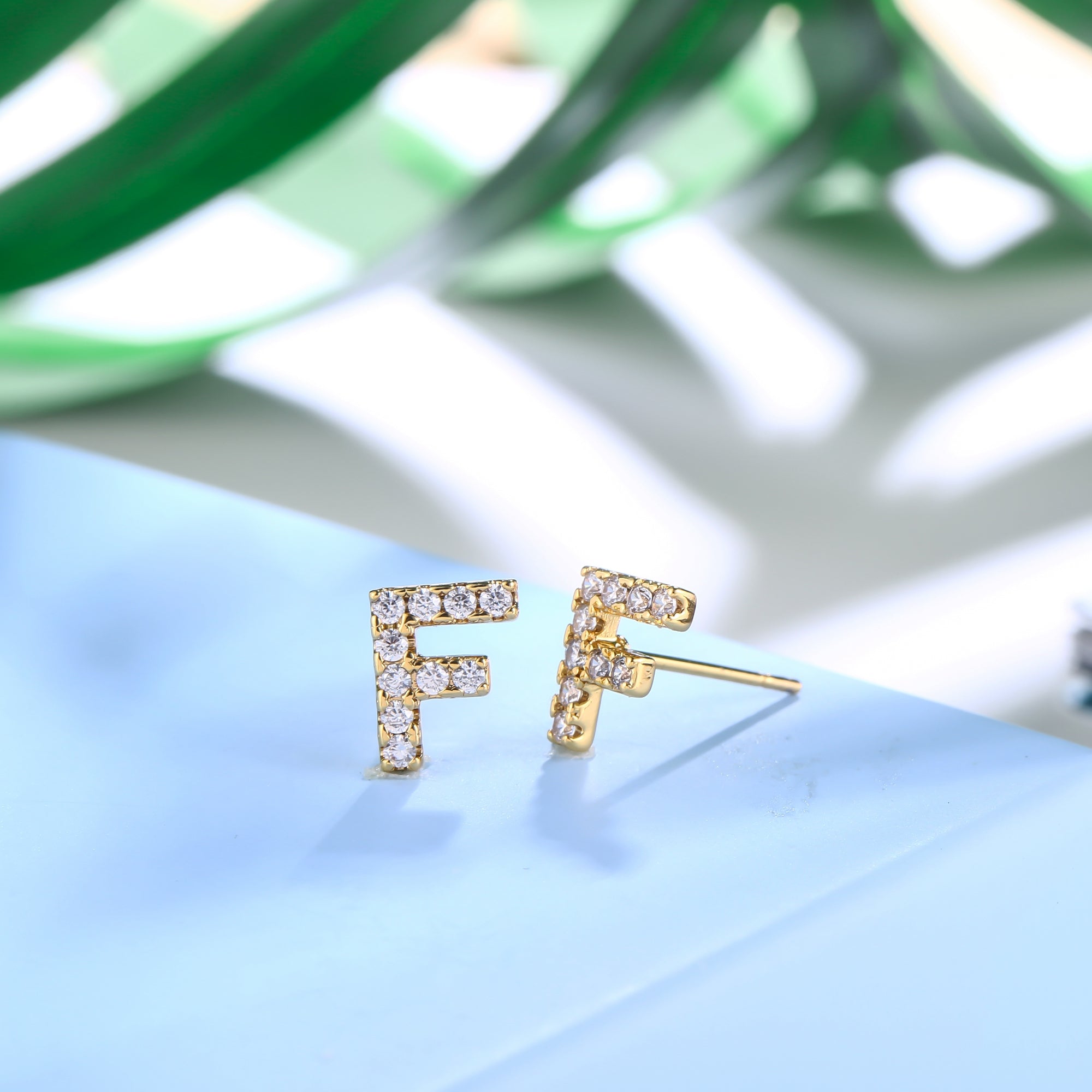 18K Gold Plated Monogram Stud Earrings