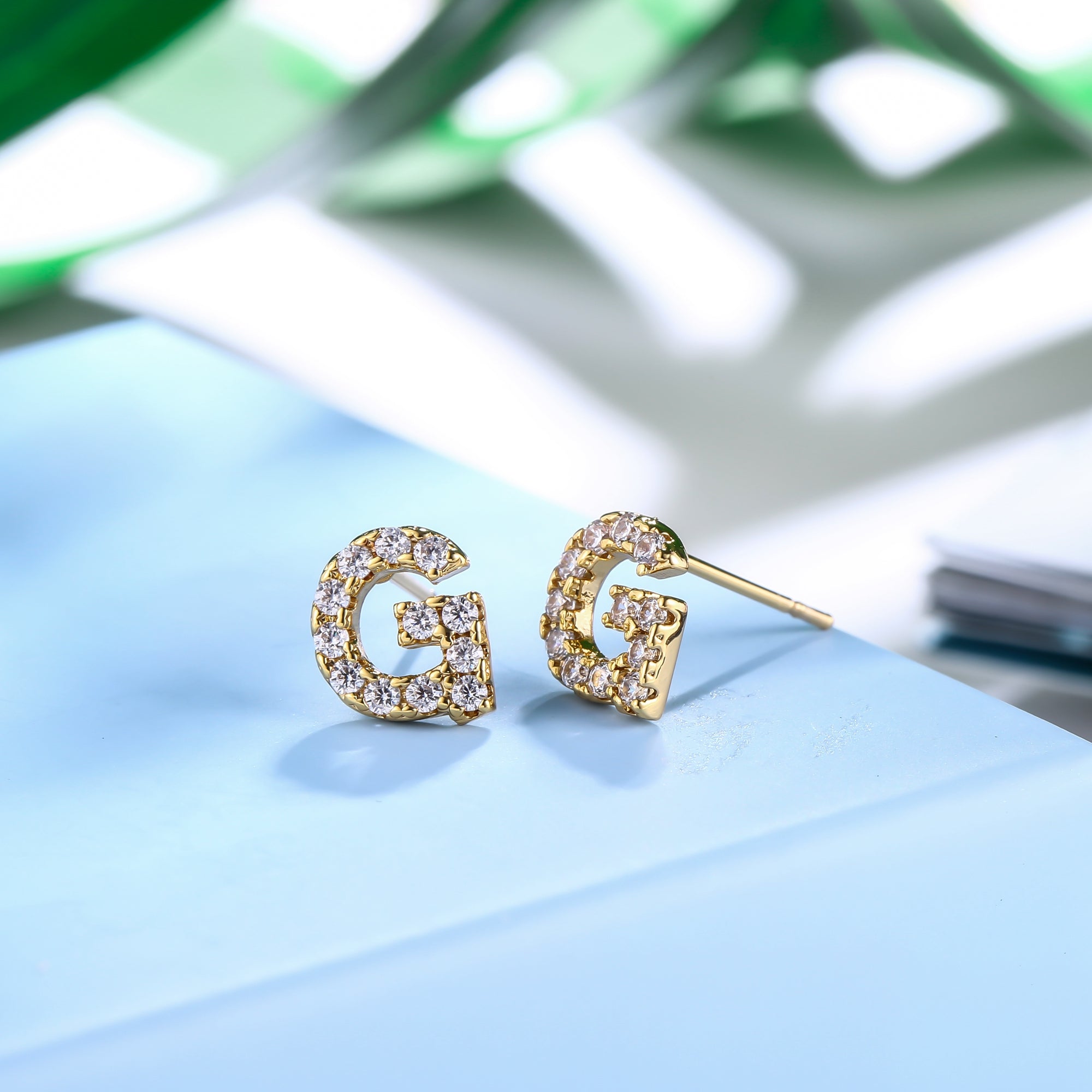 18K Gold Plated Monogram Stud Earrings