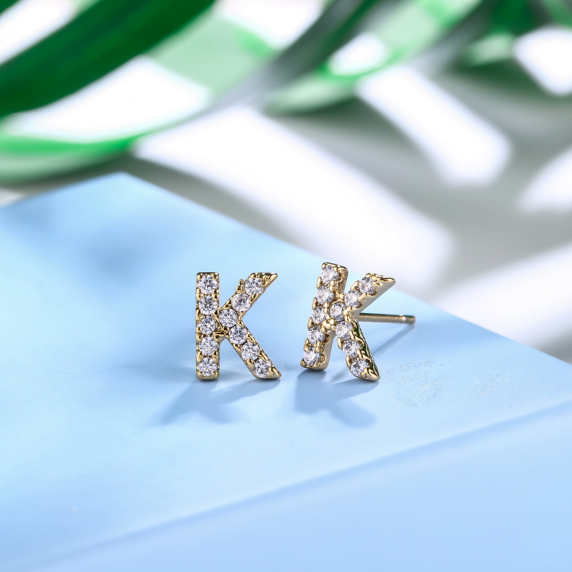 18K Gold Plated Monogram Stud Earrings