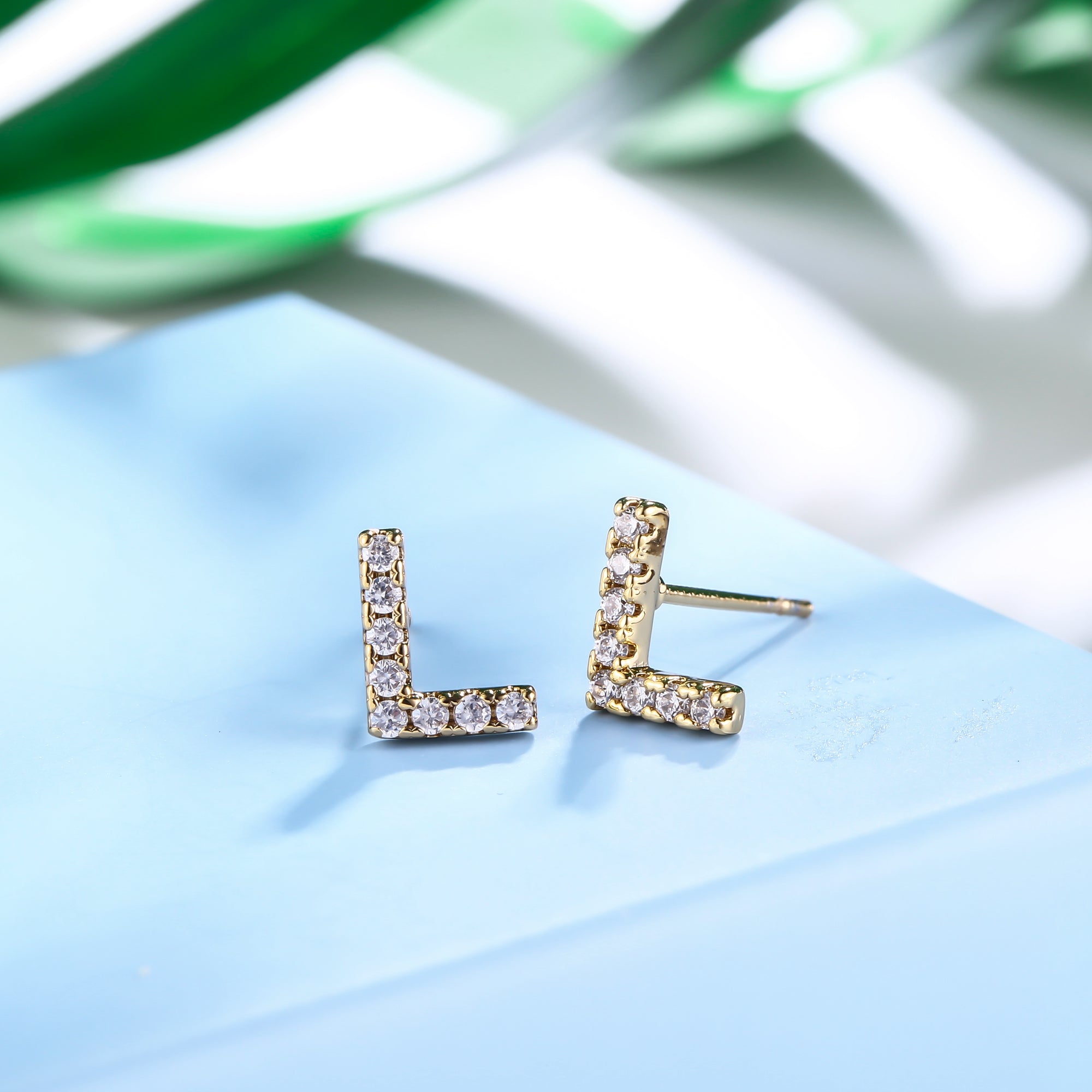 18K Gold Plated Monogram Stud Earrings