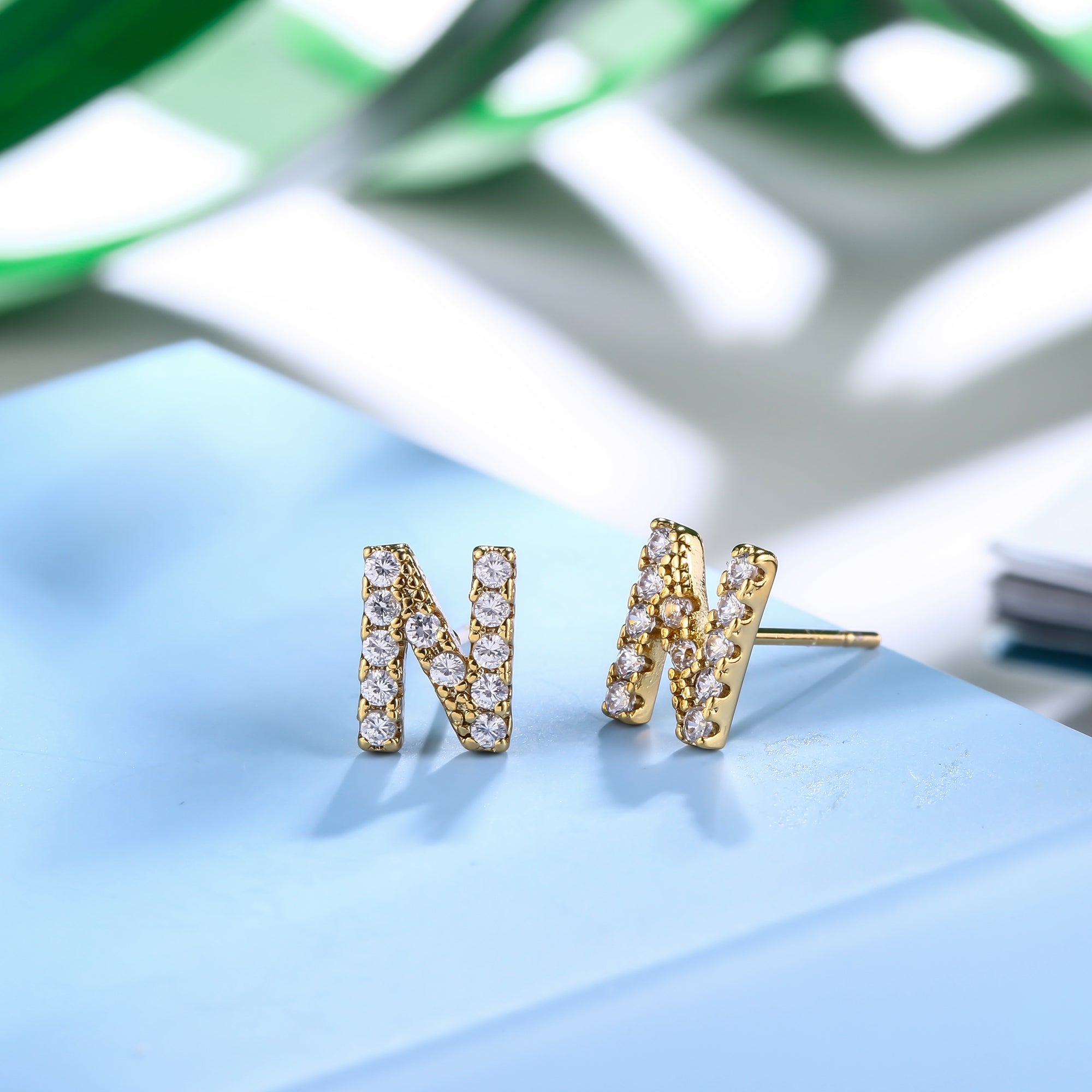 18K Gold Plated Monogram Stud Earrings