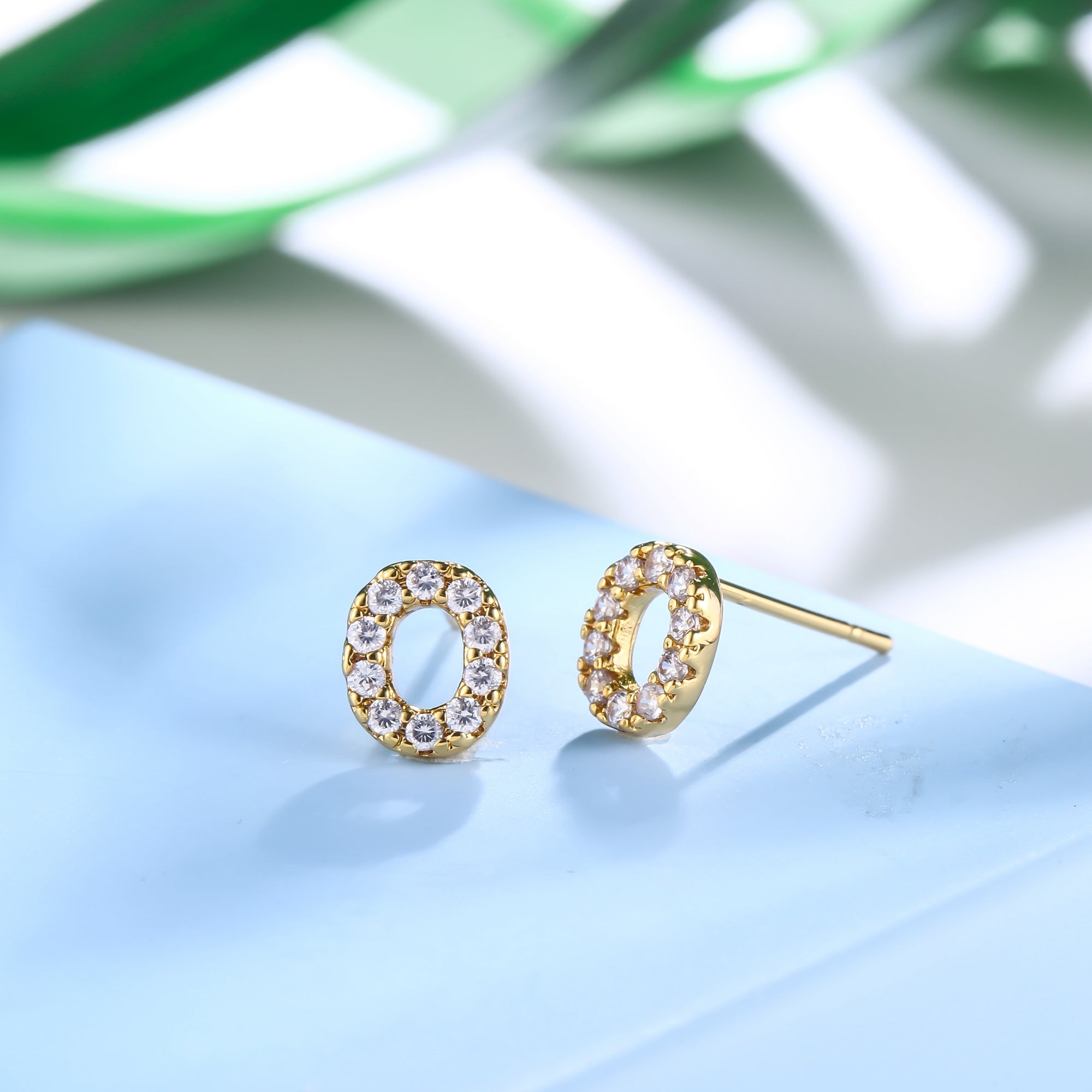 18K Gold Plated Monogram Stud Earrings
