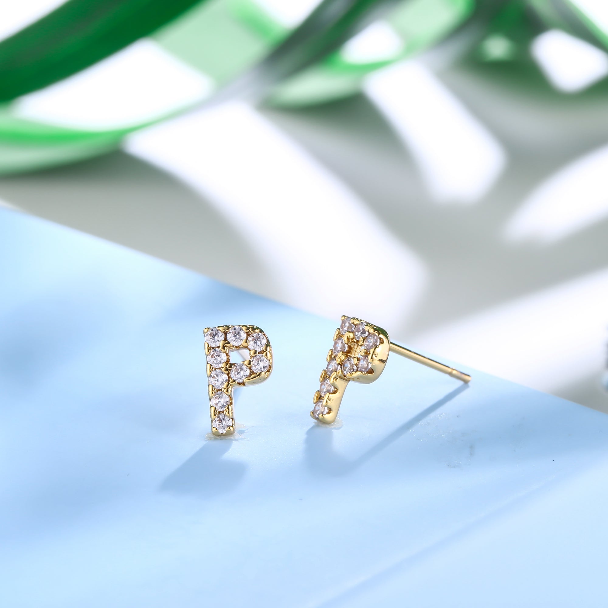 18K Gold Plated Monogram Stud Earrings