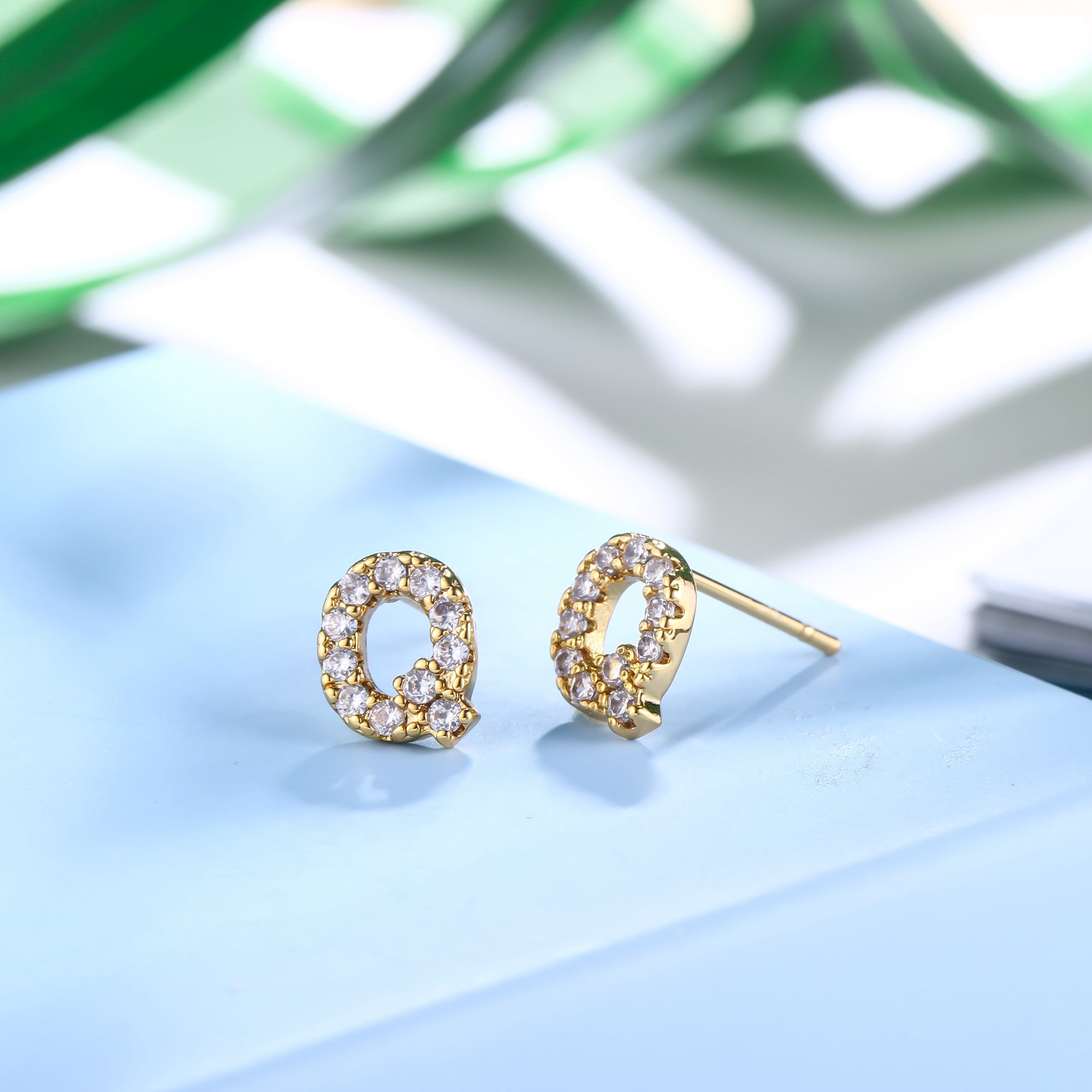 18K Gold Plated Monogram Stud Earrings
