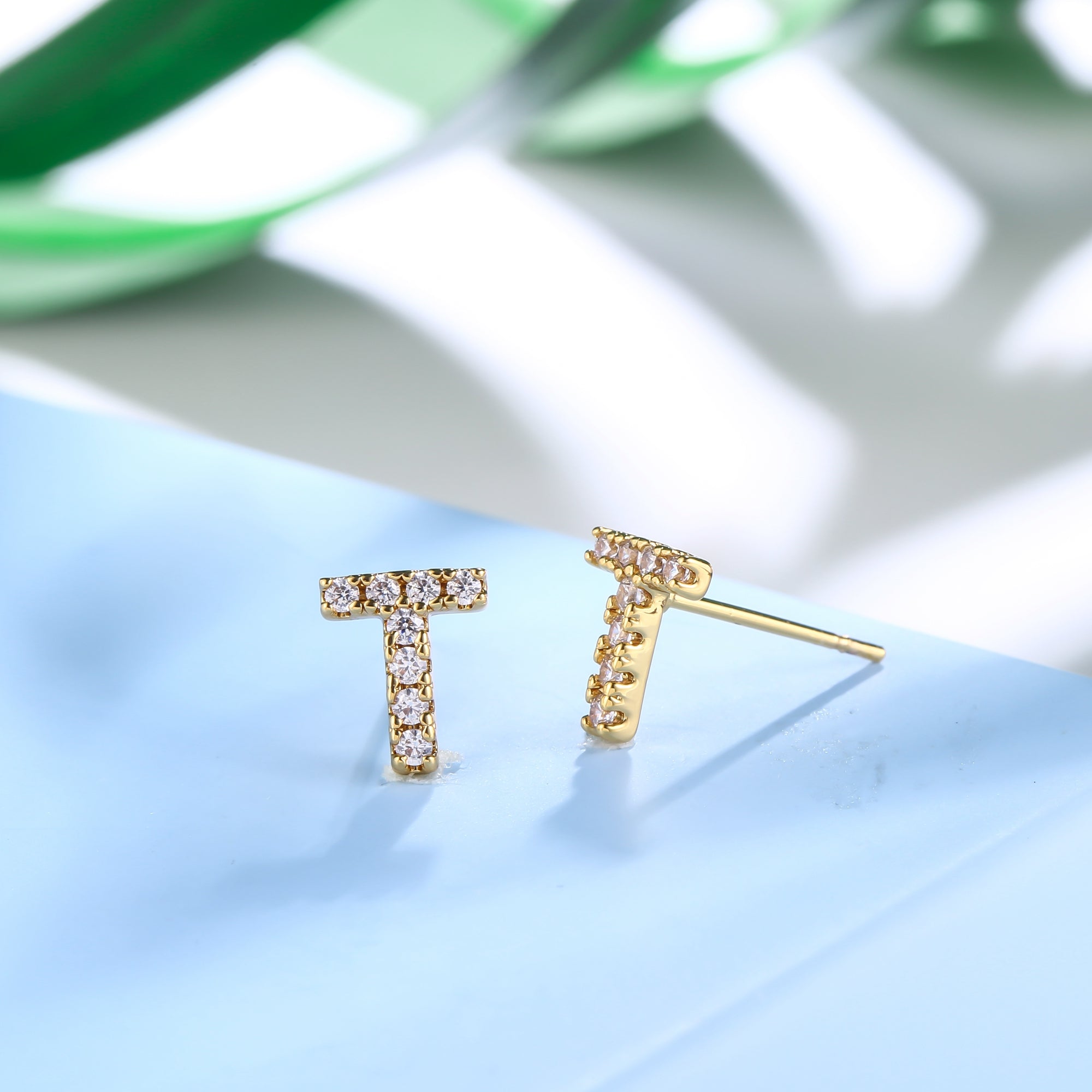 18K Gold Plated Monogram Stud Earrings