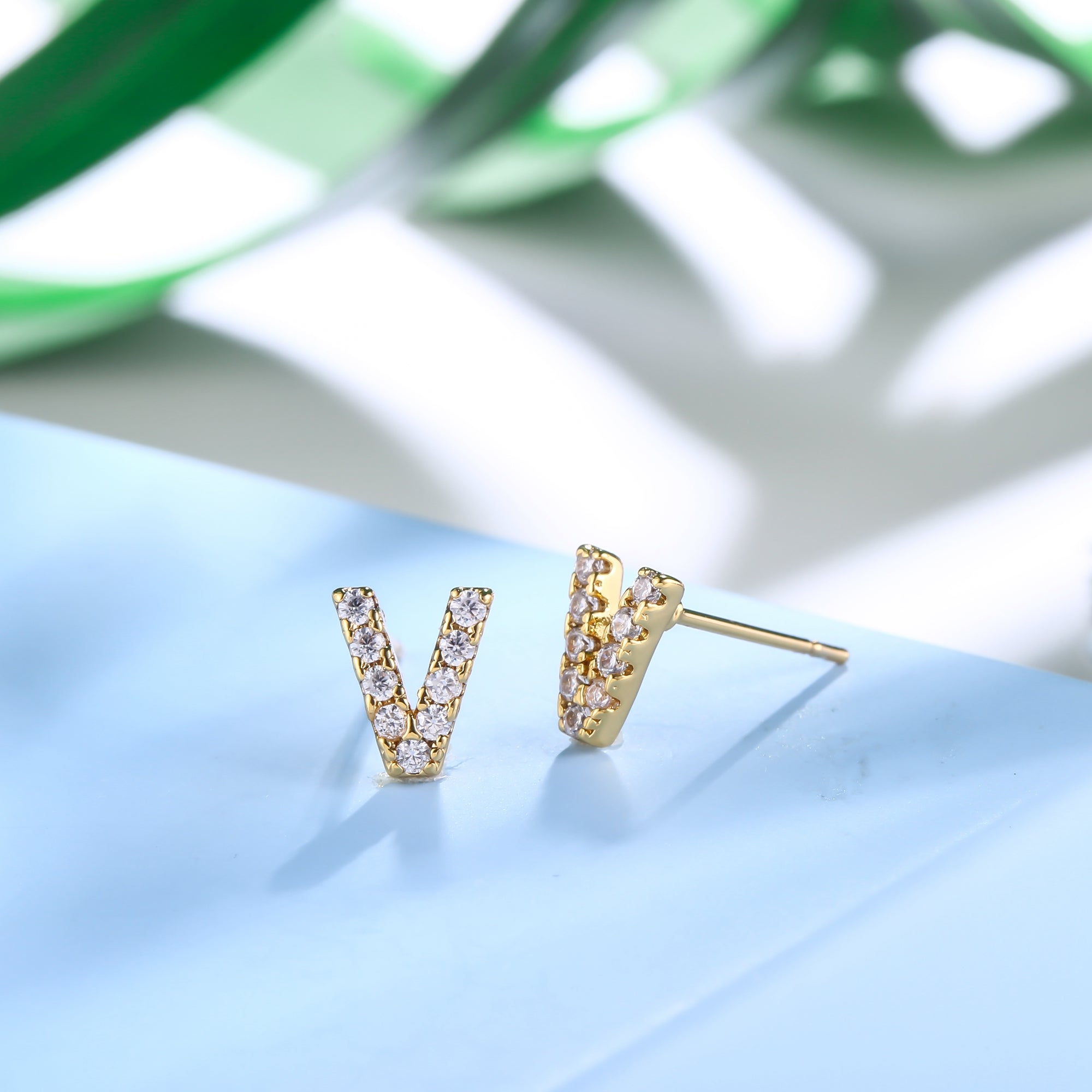 18K Gold Plated Monogram Stud Earrings