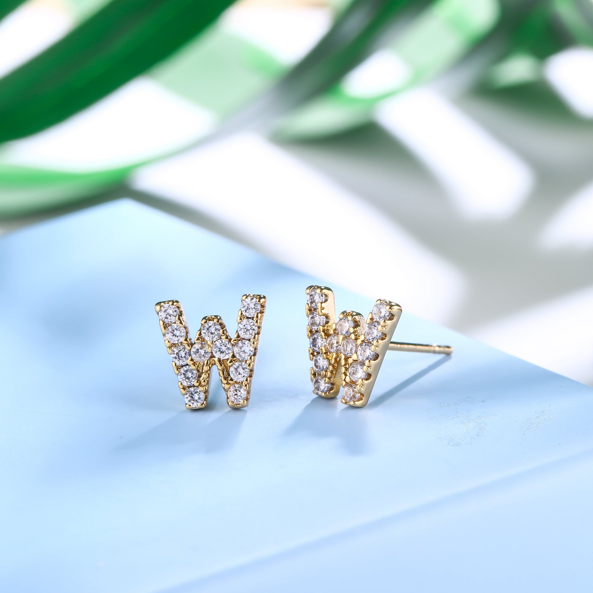 18K Gold Plated Monogram Stud Earrings