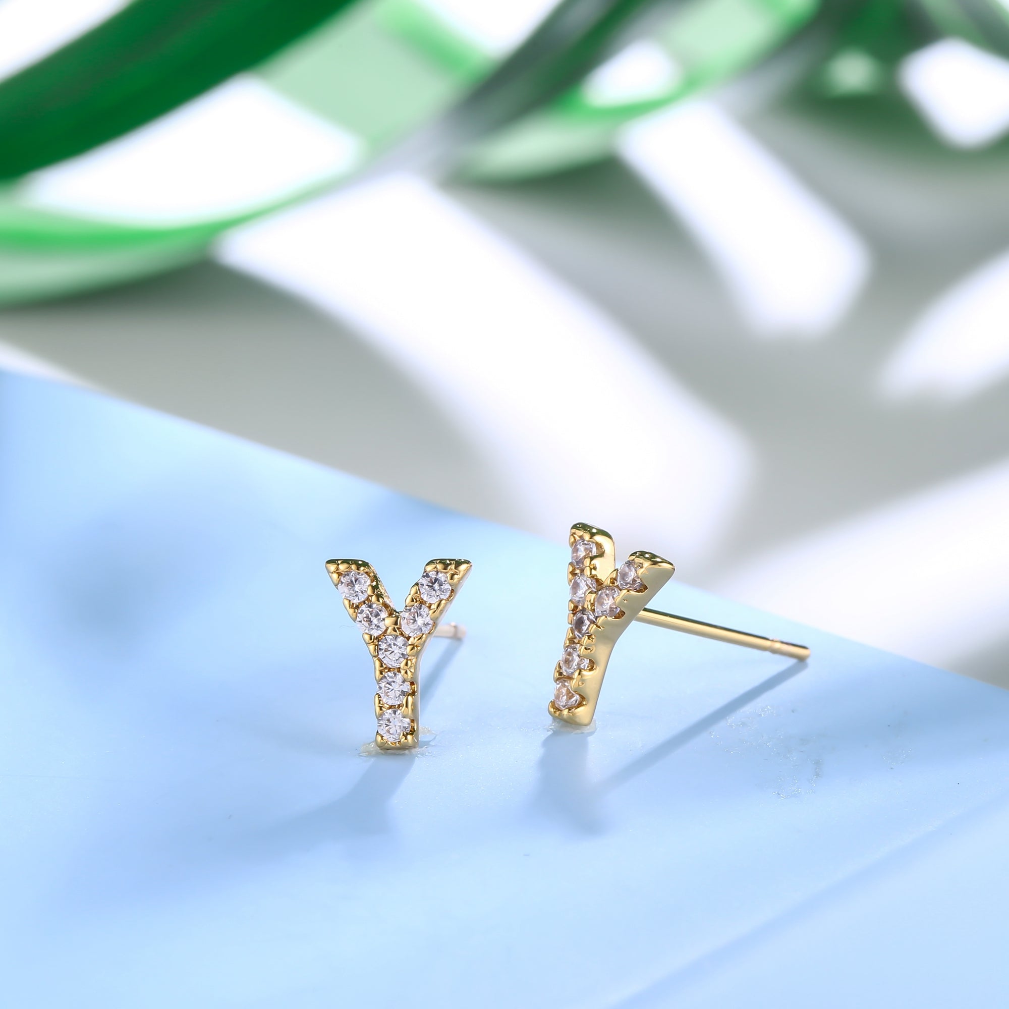 18K Gold Plated Monogram Stud Earrings
