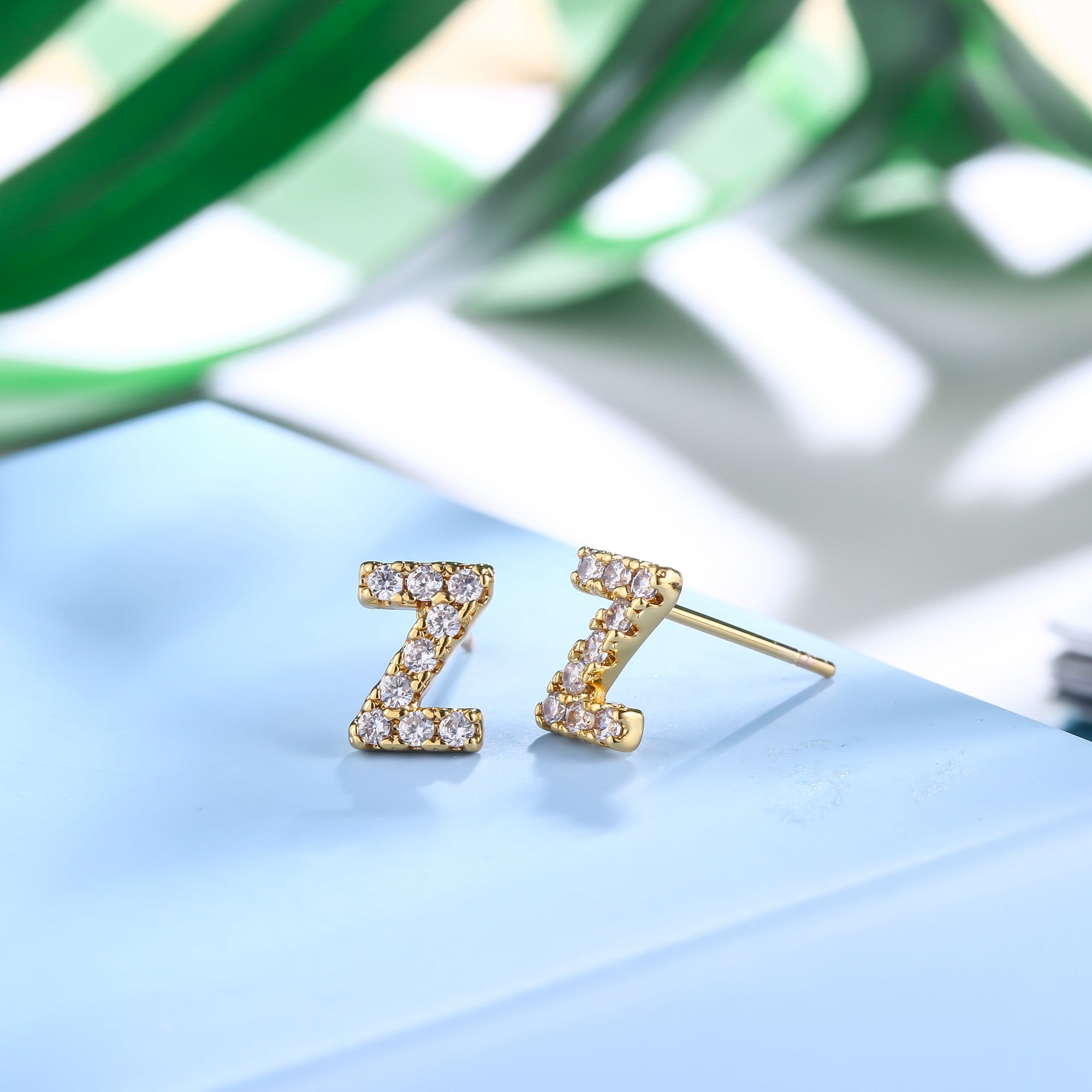 18K Gold Plated Monogram Stud Earrings