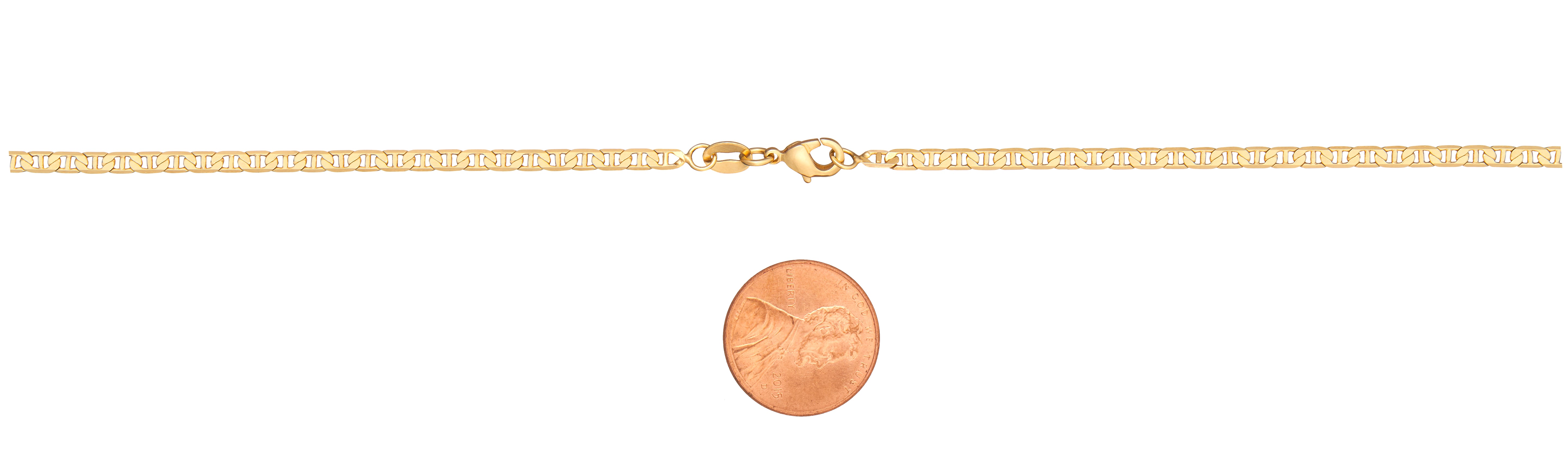 18K Gold Plated 3mm Flat Mariner Necklace