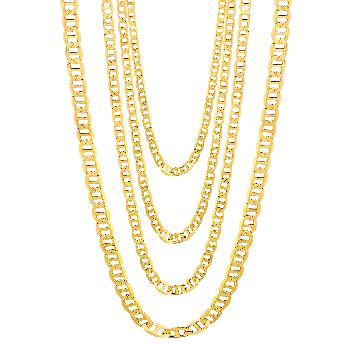 18K Gold Plated 3mm Flat Mariner Necklace