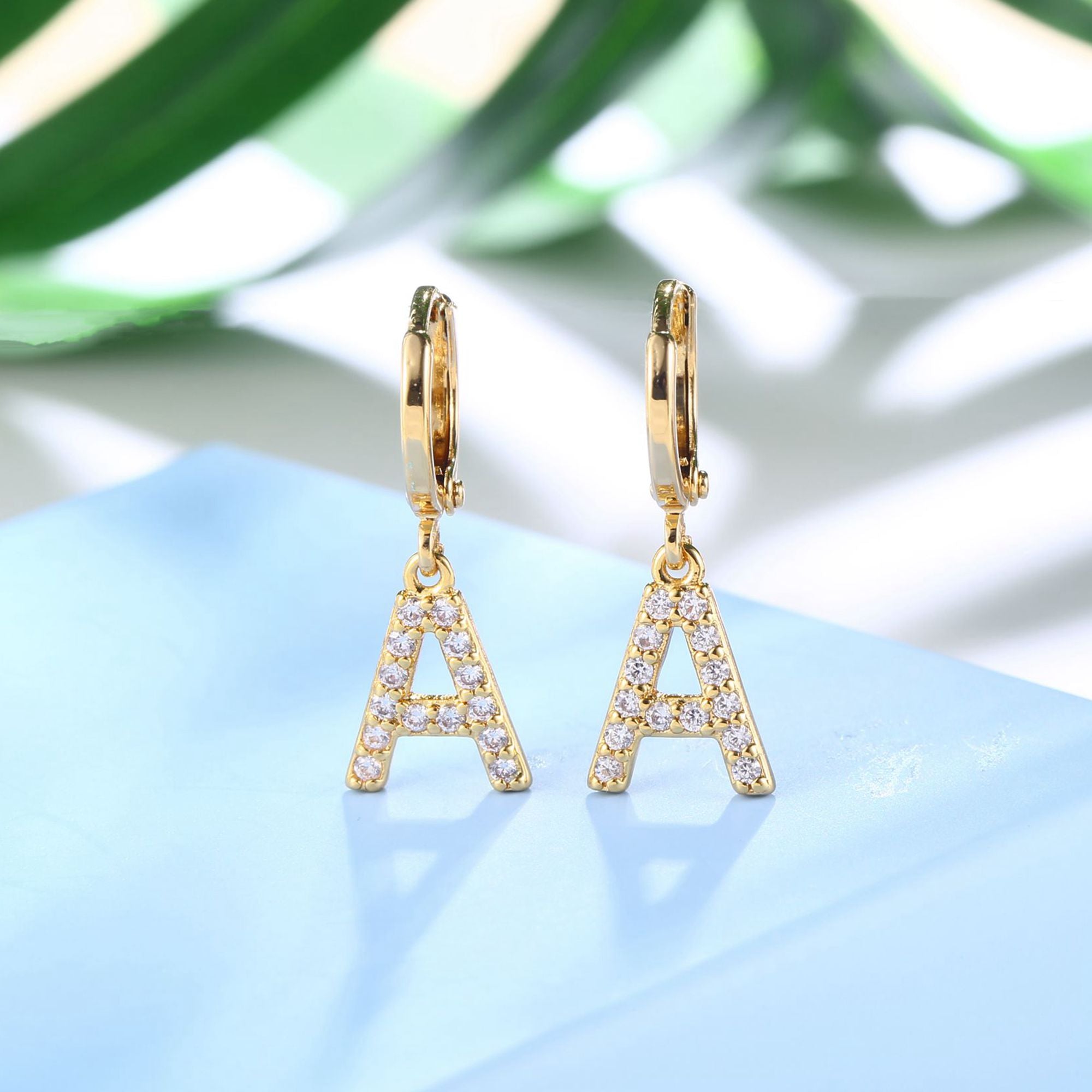 18K Gold Plated Dangling Monogram Earrings