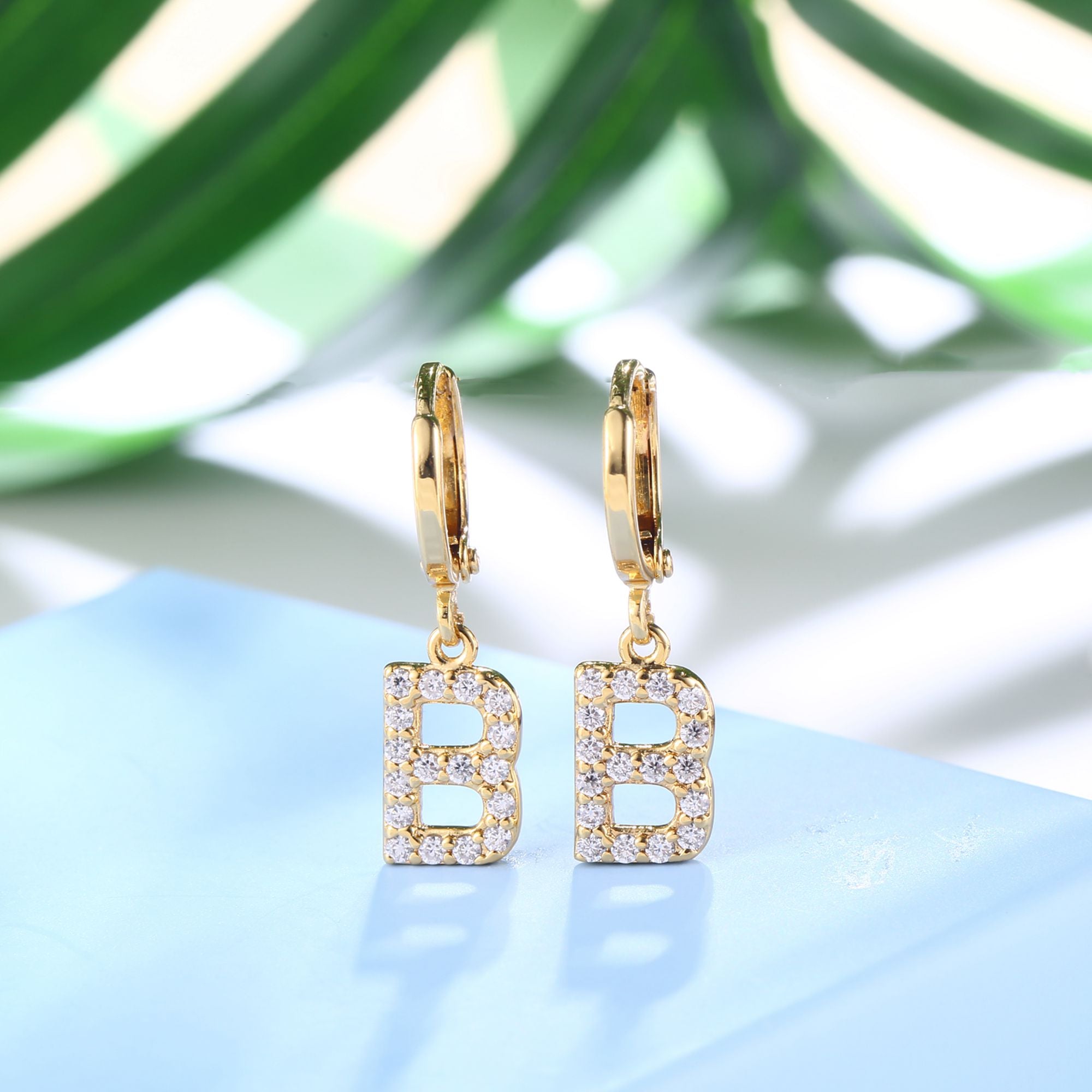18K Gold Plated Dangling Monogram Earrings