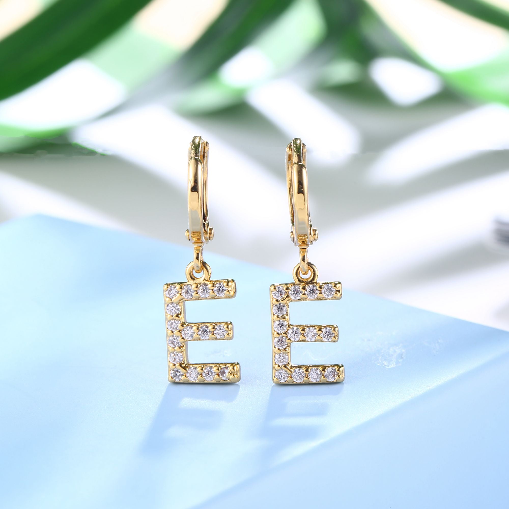 18K Gold Plated Dangling Monogram Earrings