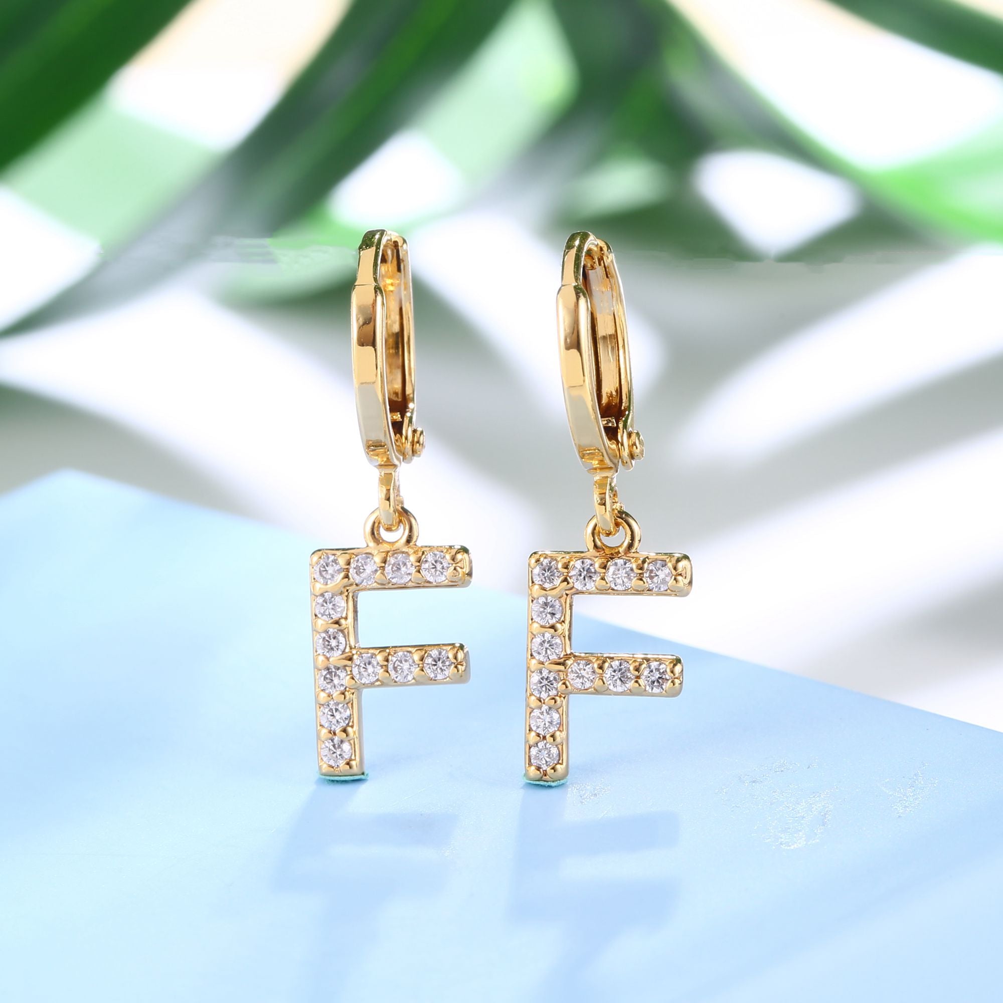 18K Gold Plated Dangling Monogram Earrings