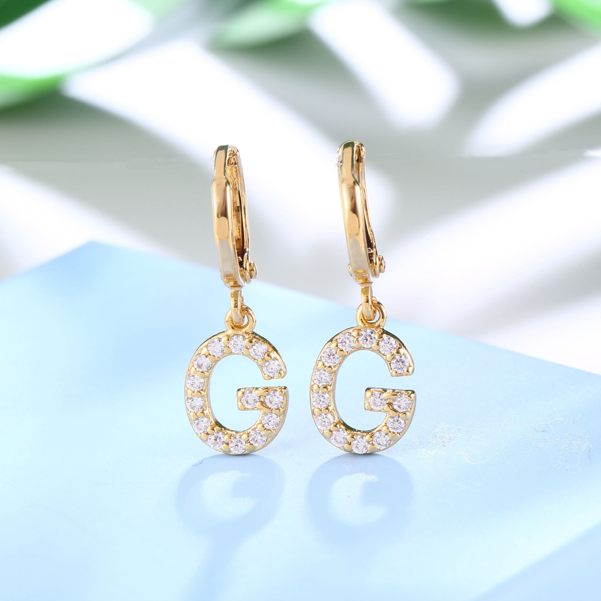 18K Gold Plated Dangling Monogram Earrings