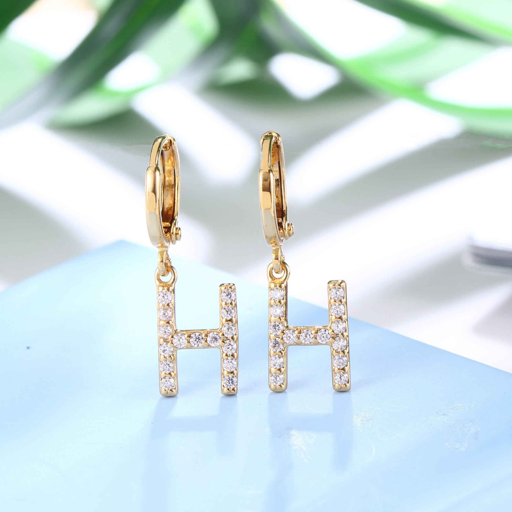 18K Gold Plated Dangling Monogram Earrings