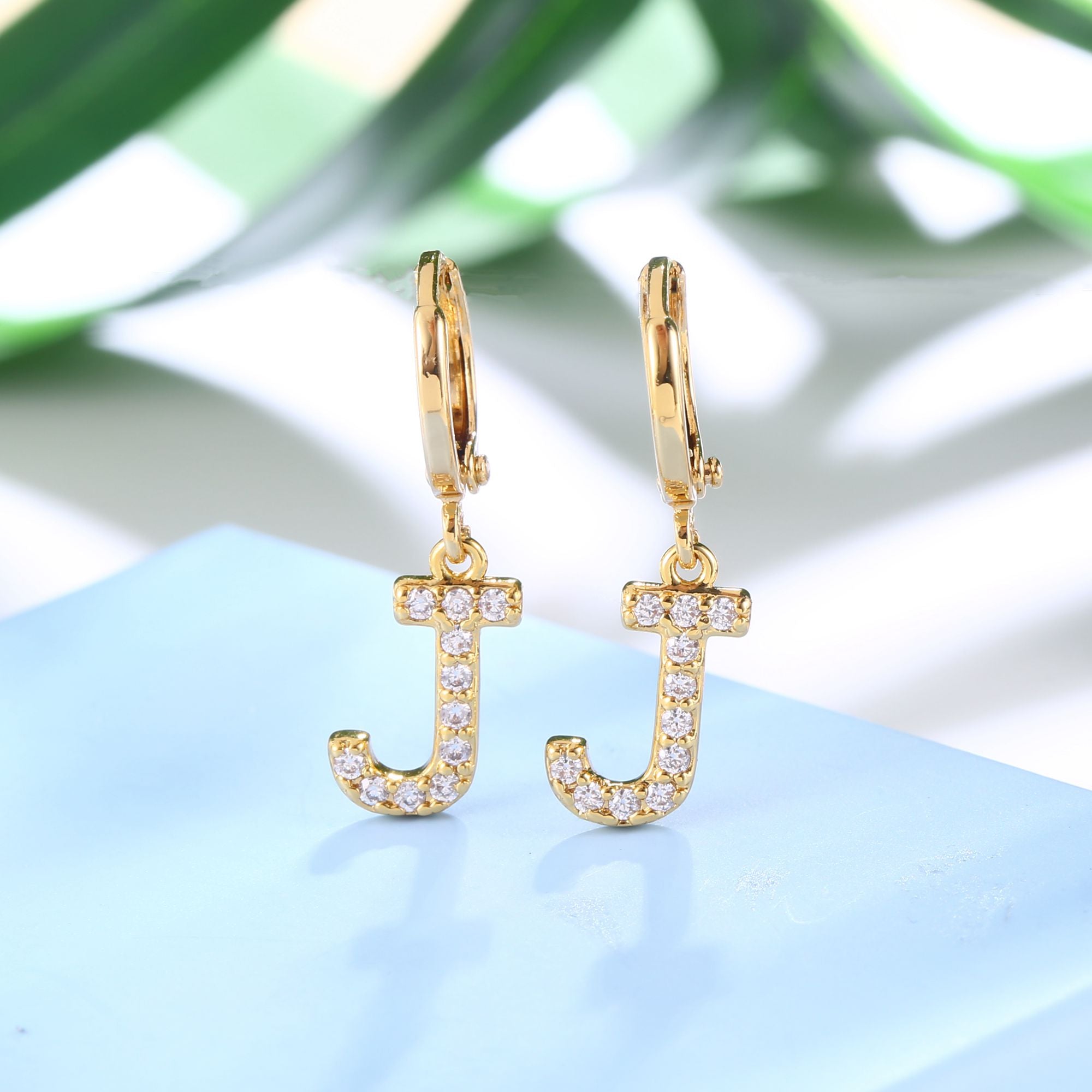 18K Gold Plated Dangling Monogram Earrings