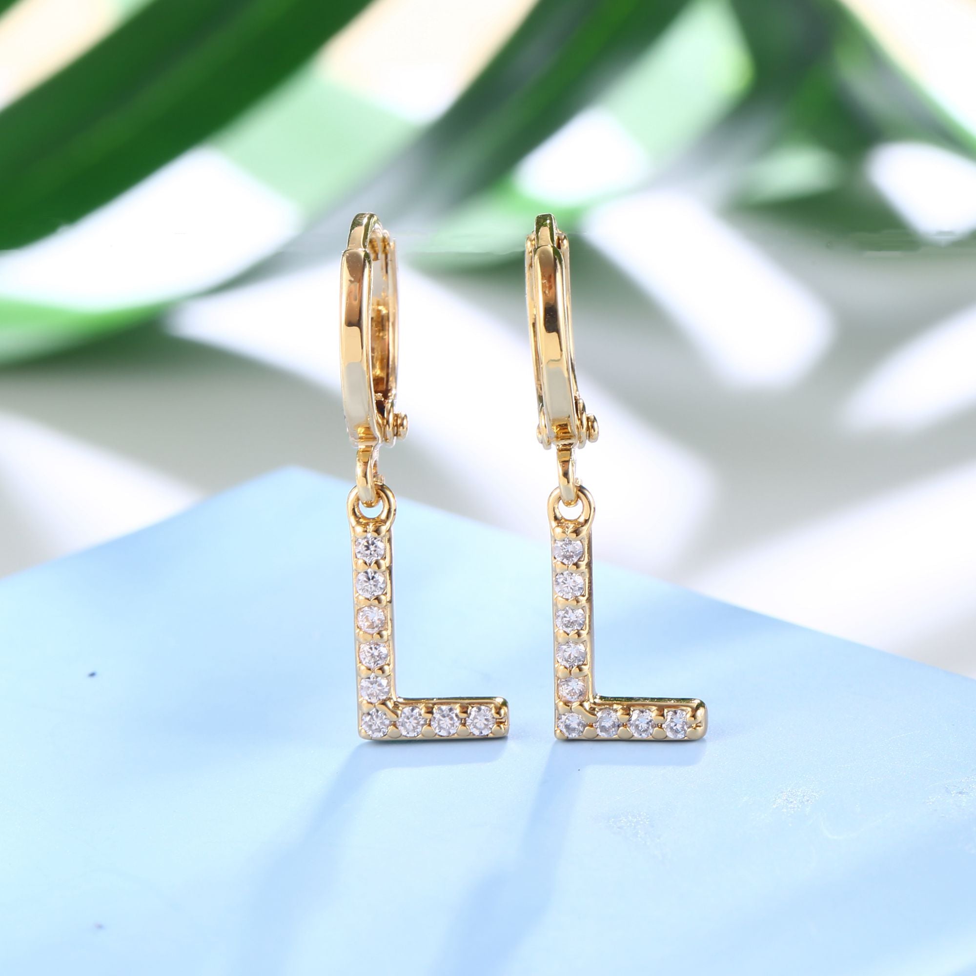 18K Gold Plated Dangling Monogram Earrings