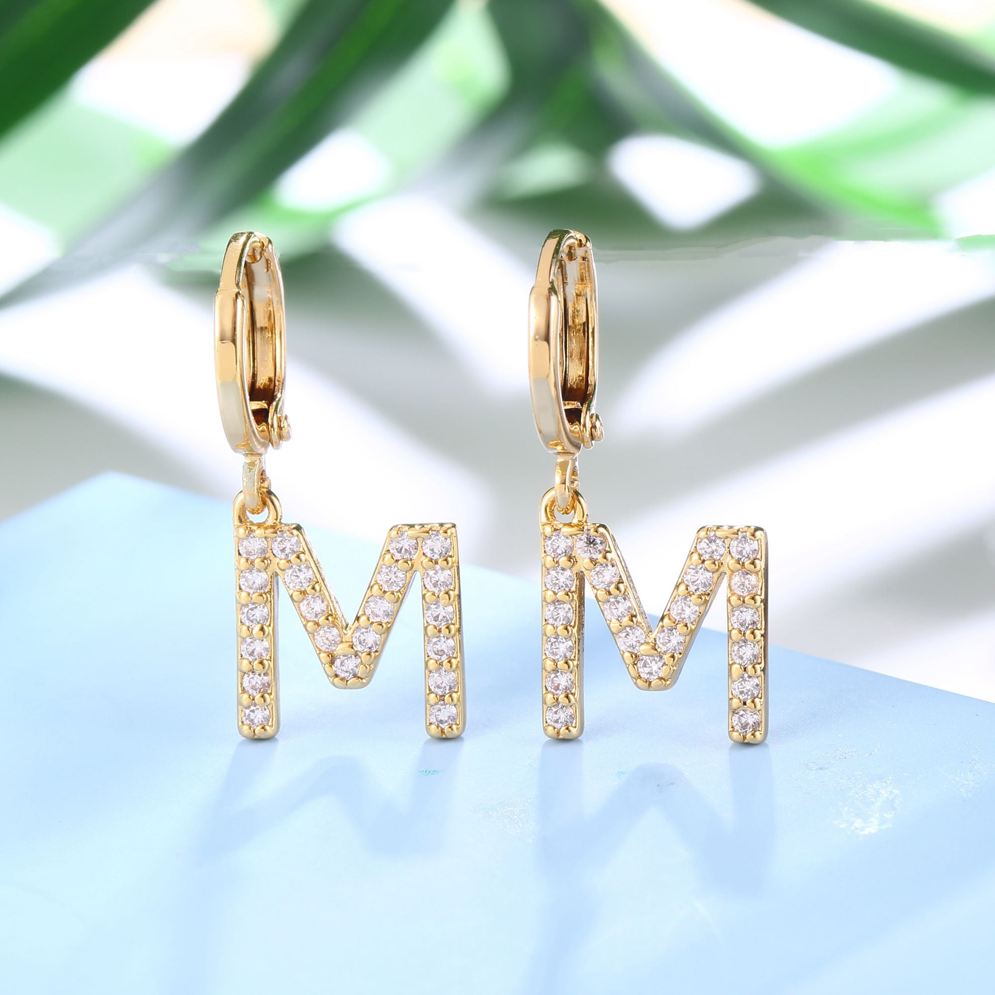 18K Gold Plated Dangling Monogram Earrings
